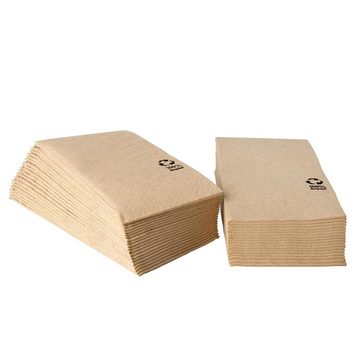 PAPSTAR Papierserviette 3-lagig 33cm x 33cm natur aus recyceltem Papier, (100 St), 33 cm x 33 cm, 1/8-Falzung