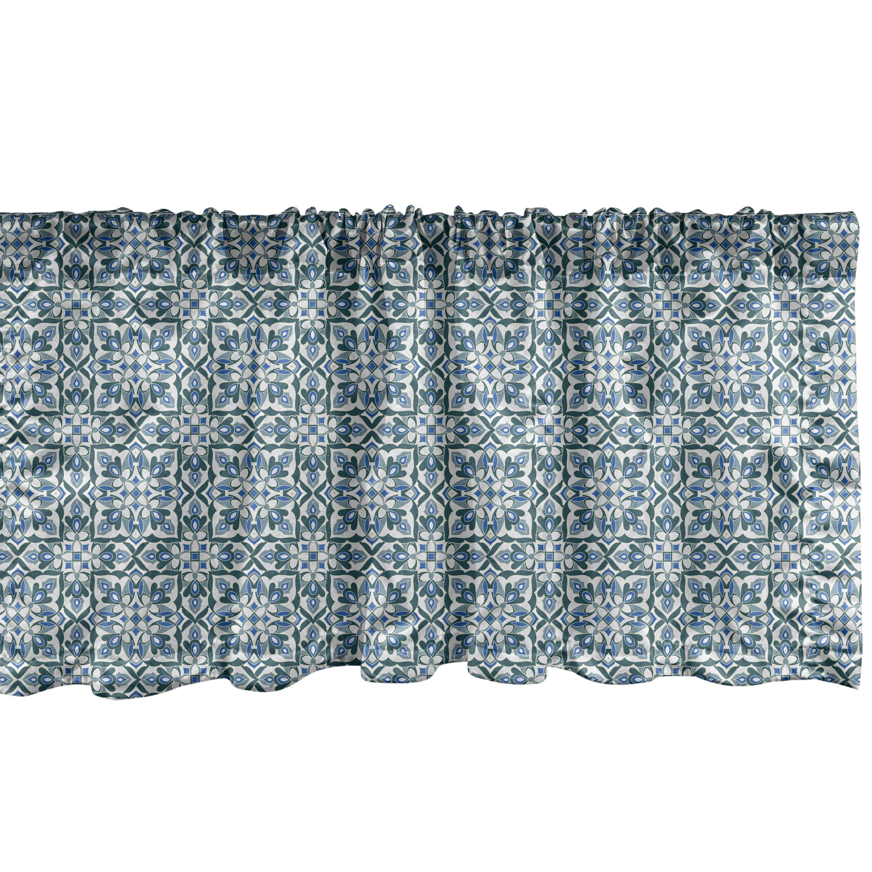 Scheibengardine Vorhang Volant für Küche Schlafzimmer Dekor mit Stangentasche, Abakuhaus, Microfaser, Jahrgang Blumenmotive