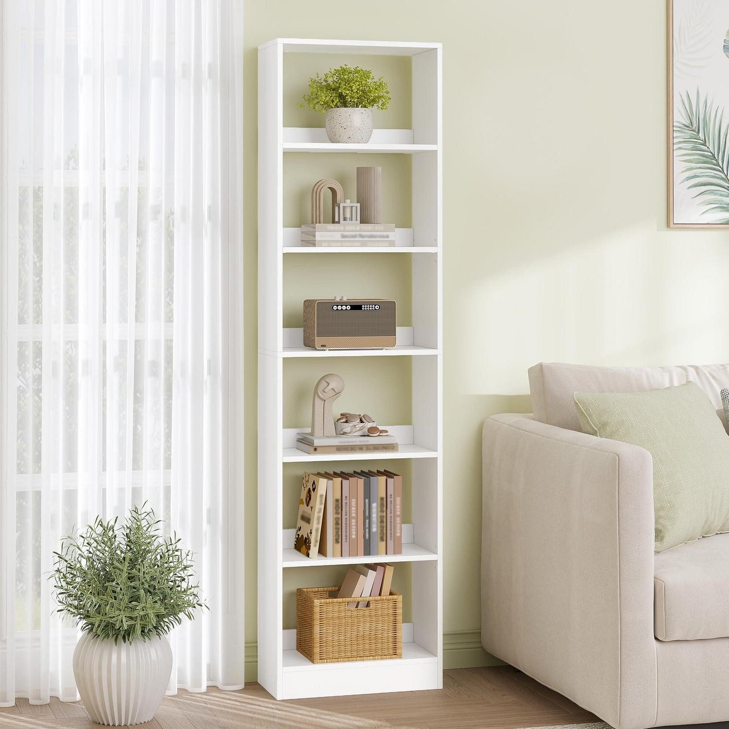 LuxusKollektion Bücherregal Bücherregal 6-stöckig Weiss 24x50x183cm