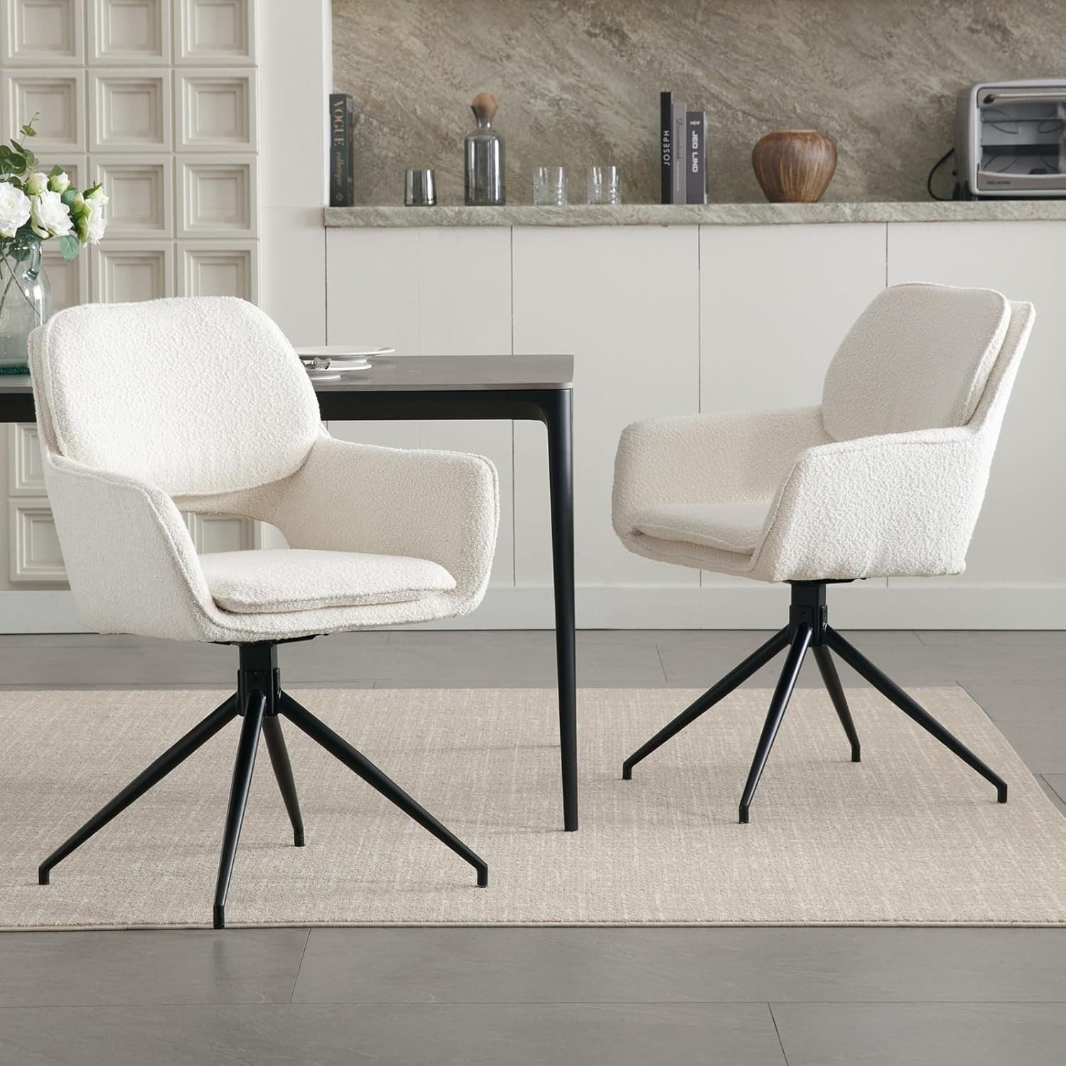 CHAIRUS Esszimmerstuhl 2er Set Drehstühle Chenille/Samt/Kunstfell günstig online kaufen