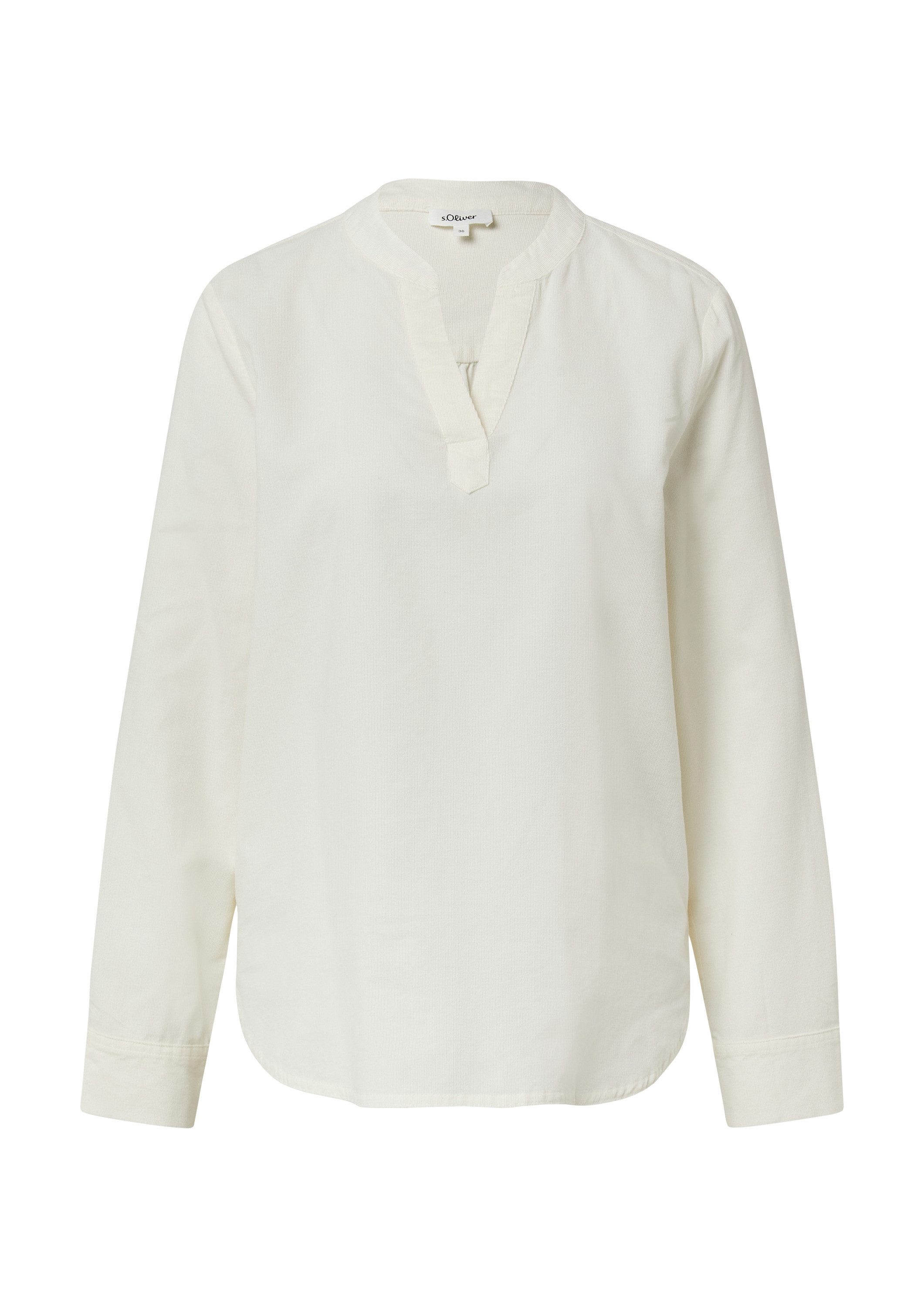 s.Oliver Langarmbluse Bluse Feincord-Bluse mit Turn-up und Raffung am Rücke günstig online kaufen