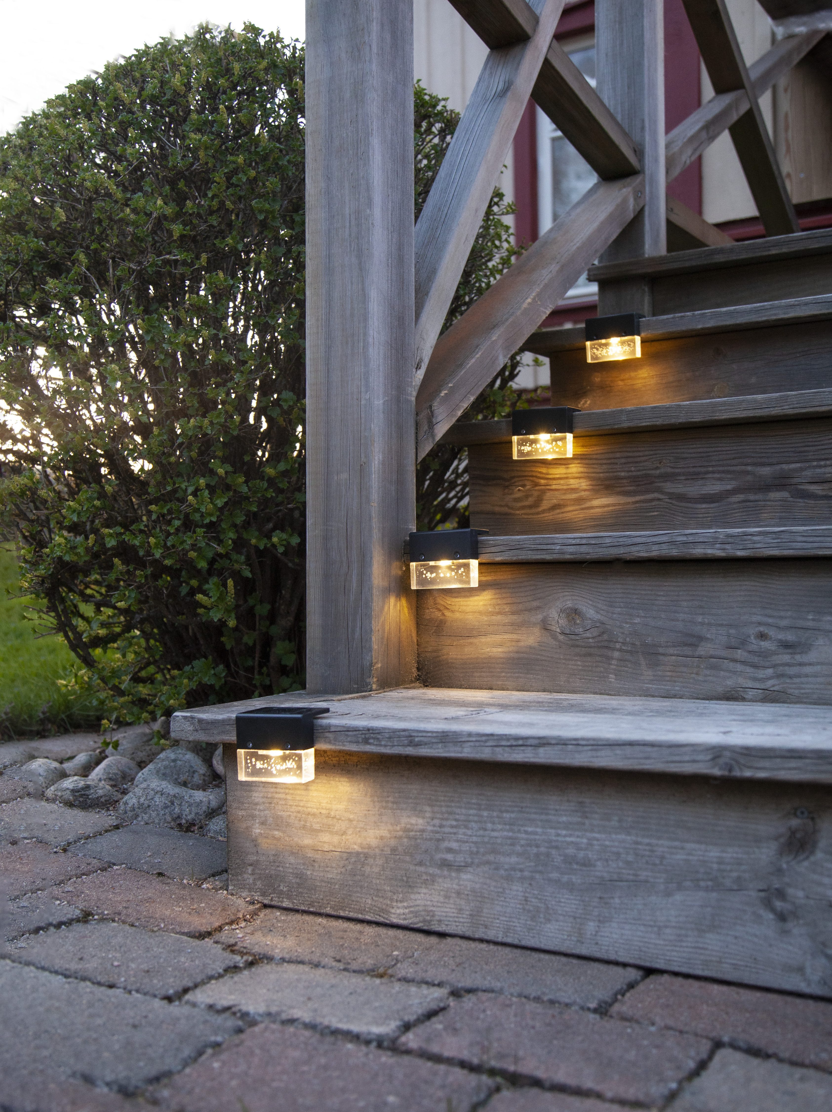STAR TRADING LED Solarleuchte Solar-Wandleuchte Bubbly Fence, Tageslichtsensor, LED fest integriert, Warmweiß, 4er-Set, bubbly Acrylteil, Dämmerungssensor