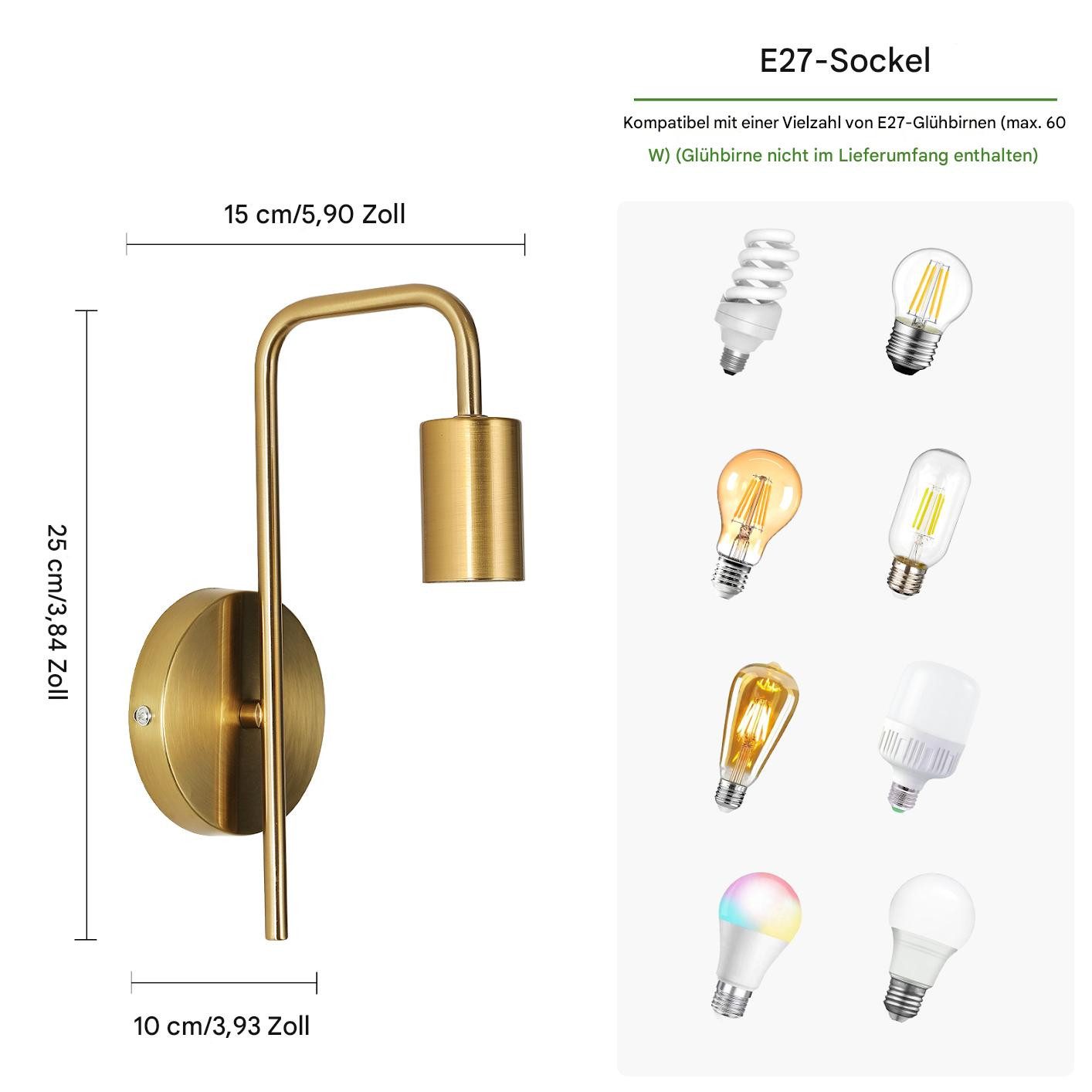 Goeco Wandleuchte U-förmige Eisen-Wandlampen– Verchromtes Gold, günstig online kaufen