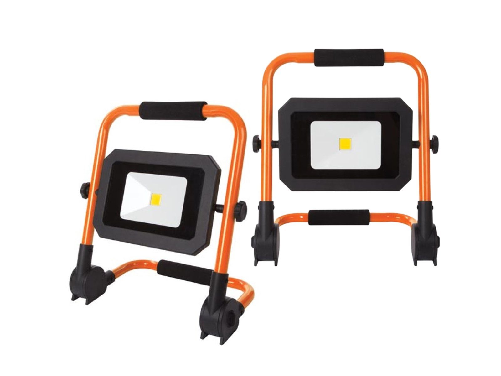 PEREL Baustrahler, LED fest integriert, Neutralweiß, 2er SET LED Arbeits-Leuchten Werkstatt-Lampen Handlampen IP 65 30 Watt