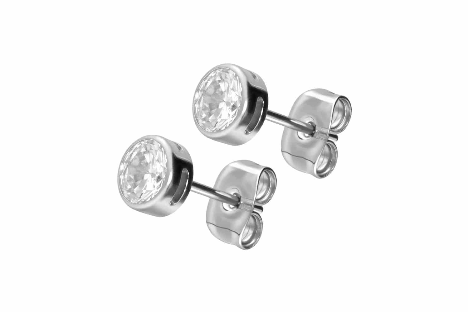 FILANGO Paar Ohrstecker Titan Ohrstecker EINGEFASSTER KRISTALL (Ohrstecker, 1-tlg)