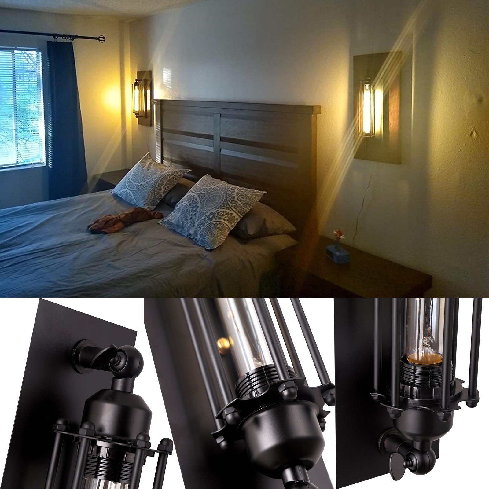 Jibenhome Wandleuchte Industrielle Wandbeleuchtung E27 Metall Retro Vintage günstig online kaufen