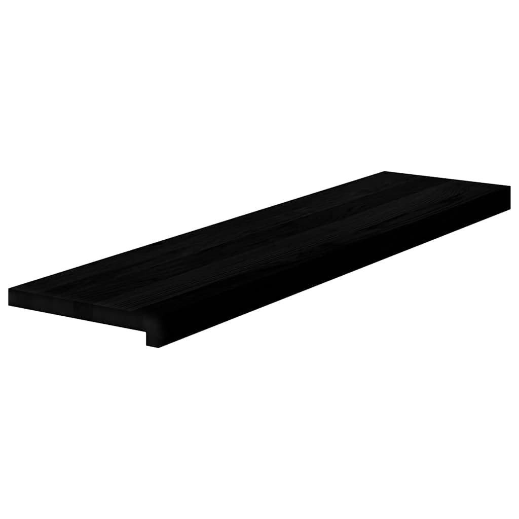 vidaXL Stufenmatte Treppenstufen 2 Stk. Braun-Schwarz 100x25x2 cm Massivholz Eiche, Rechteckig, Höhe: 2 mm