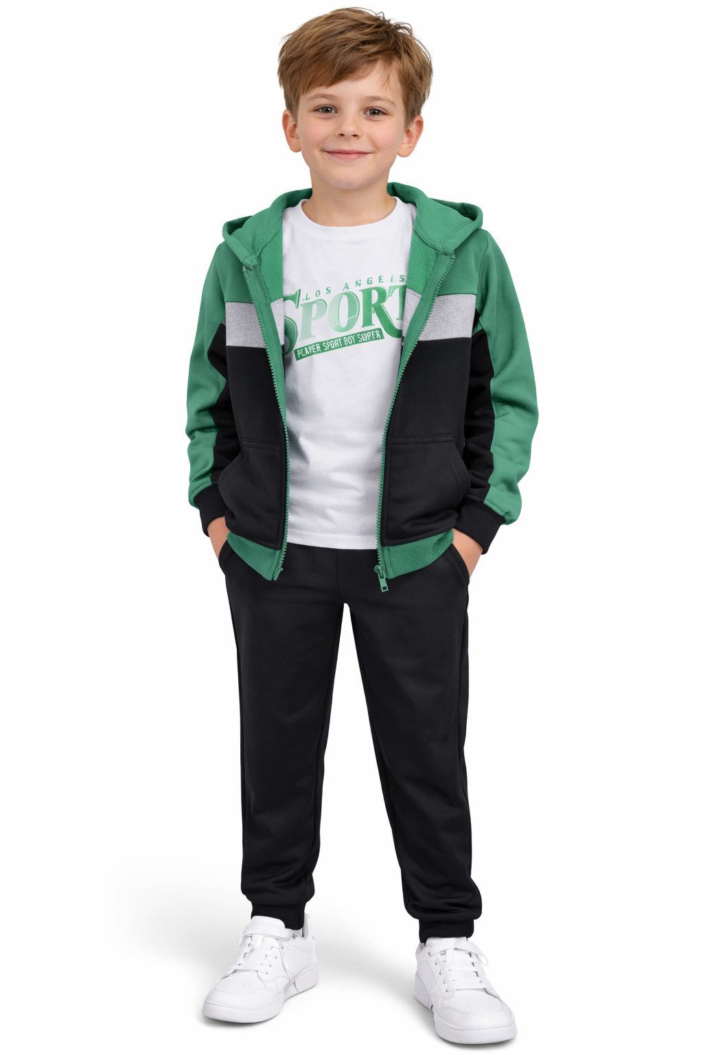 Fashion Boy Trainingsanzug Kinder Trainingsanzug 3-tlg. Freizeitanzug mit T-Shirt JF4033e (Set)