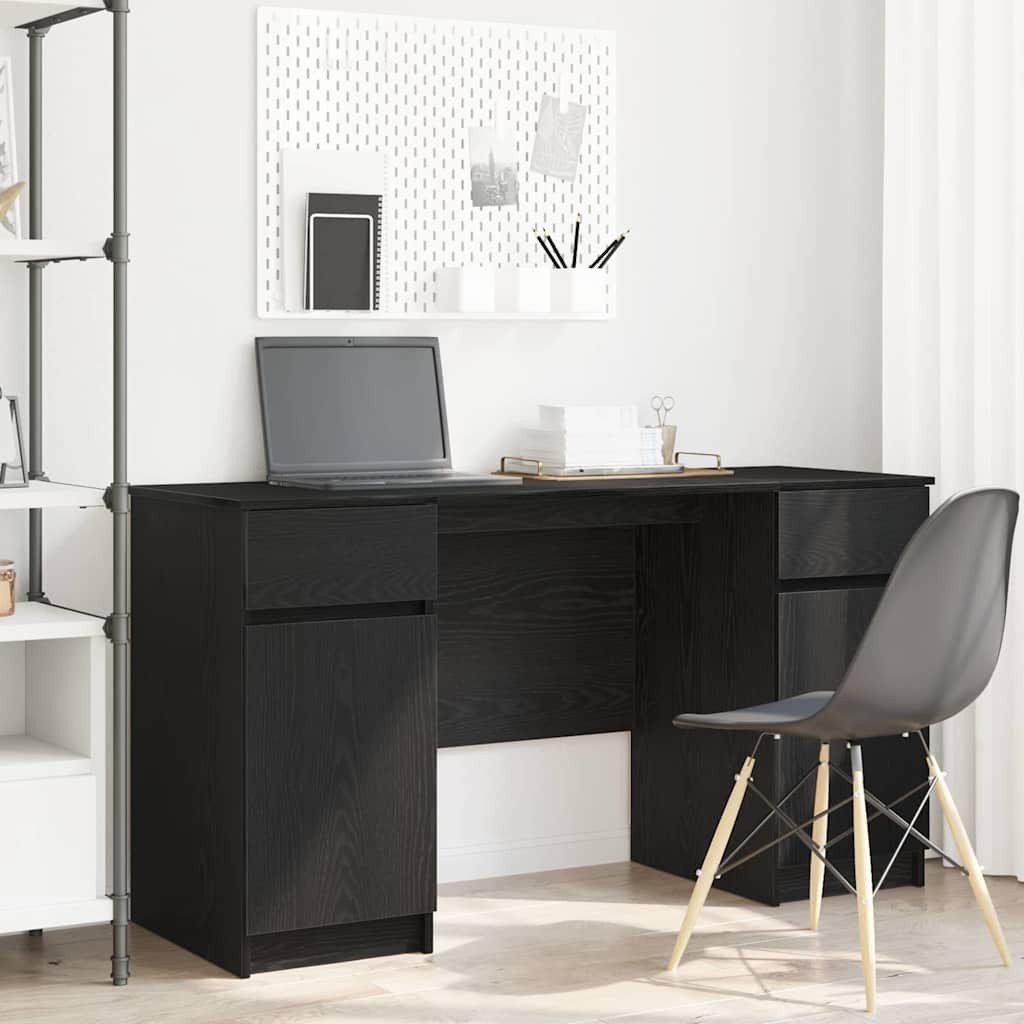 vidaXL Schreibtisch Schreibtisch Schwarz Eichen-Optik Holzwerkstoff (1-St)