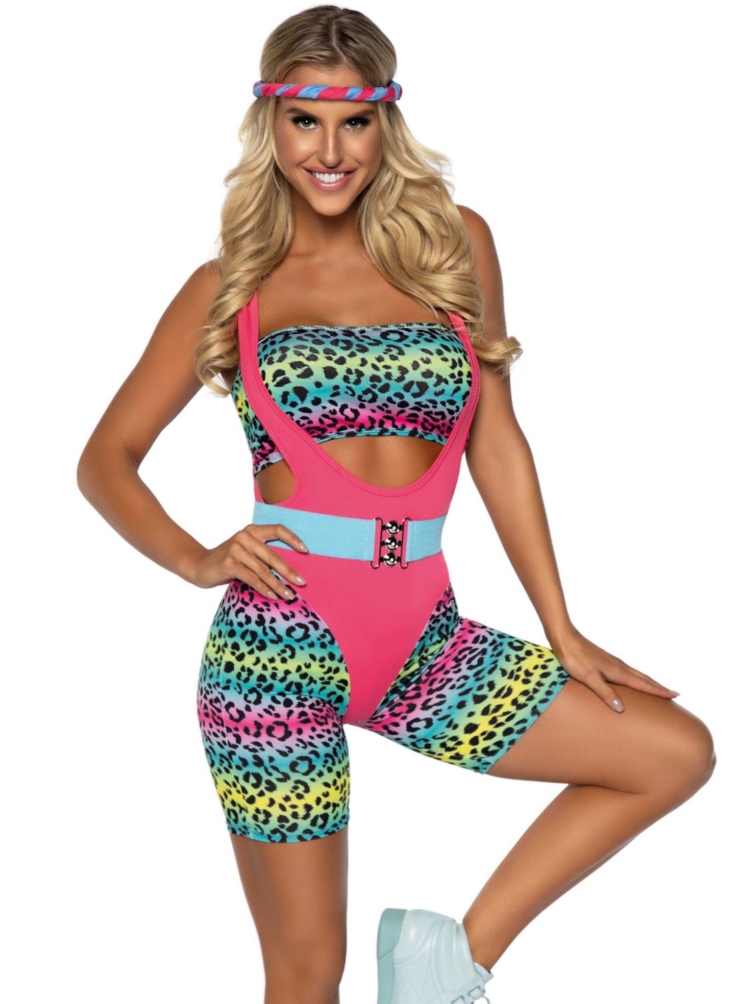 Leg Avenue Kostüm Sexy Aerobic Girl Kostüm, Workout-Dress für wilde 80er Partys