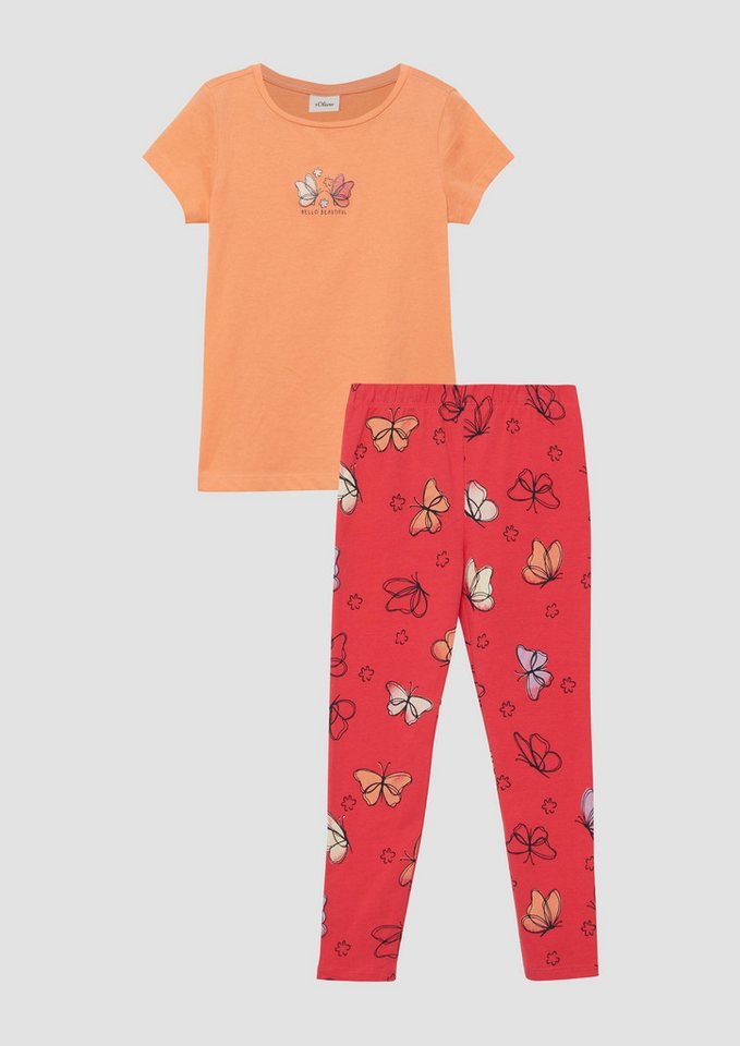 s.Oliver Kurzarmshirt T-Shirt Set aus T-Shirt im A-Shape und Leggings mit All-over-Print