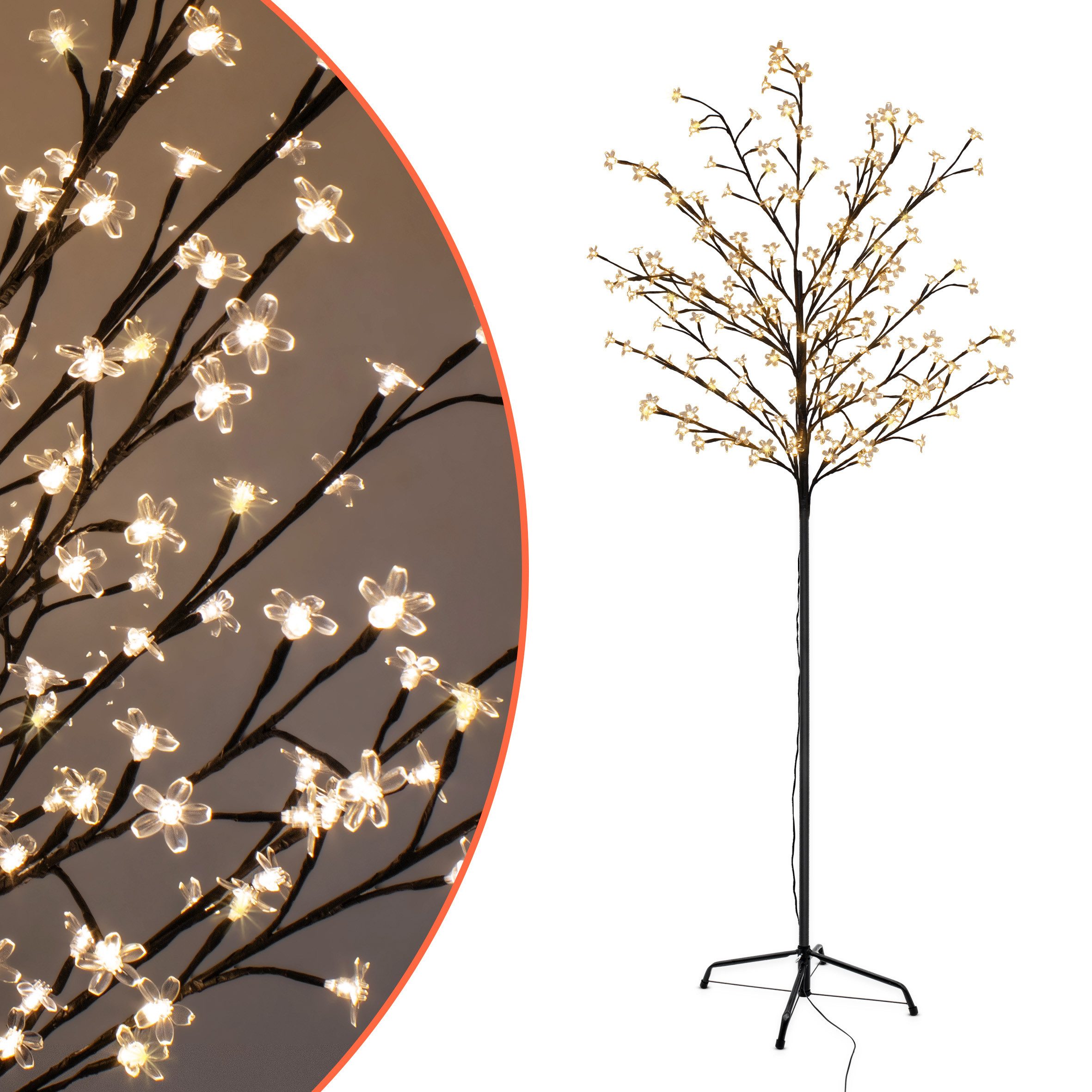Spetebo LED-Dekofigur Kirschblüten Baum für Außen mit 180 LED Blüten (Anzahl, 1 St., Set), mit biegsamen Ästen