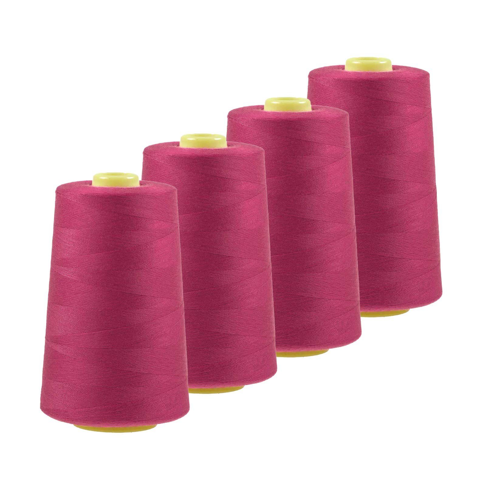 maDDma 4 x 4572m Qualitäts Overlockgarn Nähgarn Polyester Overlockgarn, 4 m, A561 pink