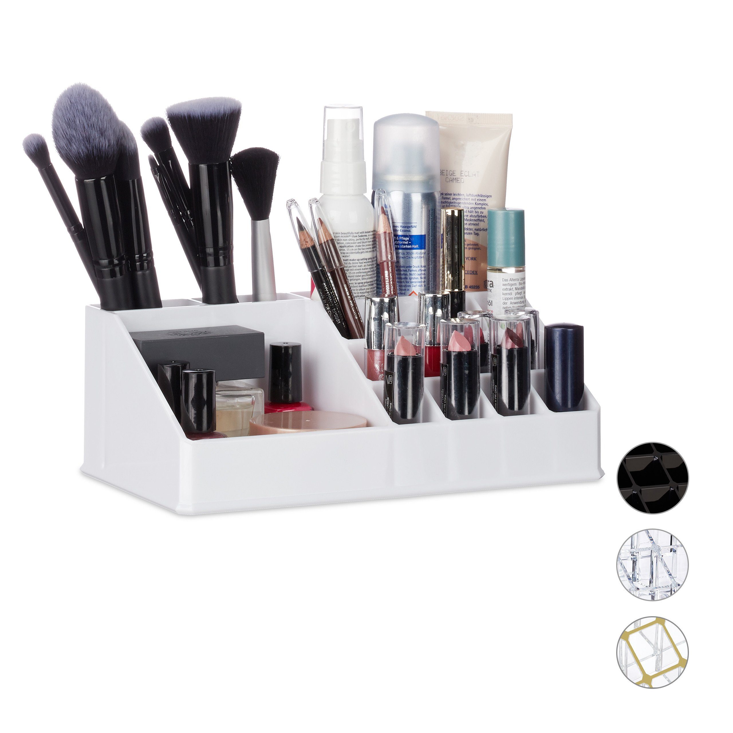 relaxdays Make-Up Organizer Kosmetikorganizer Acryl, 1-tlg., weiß