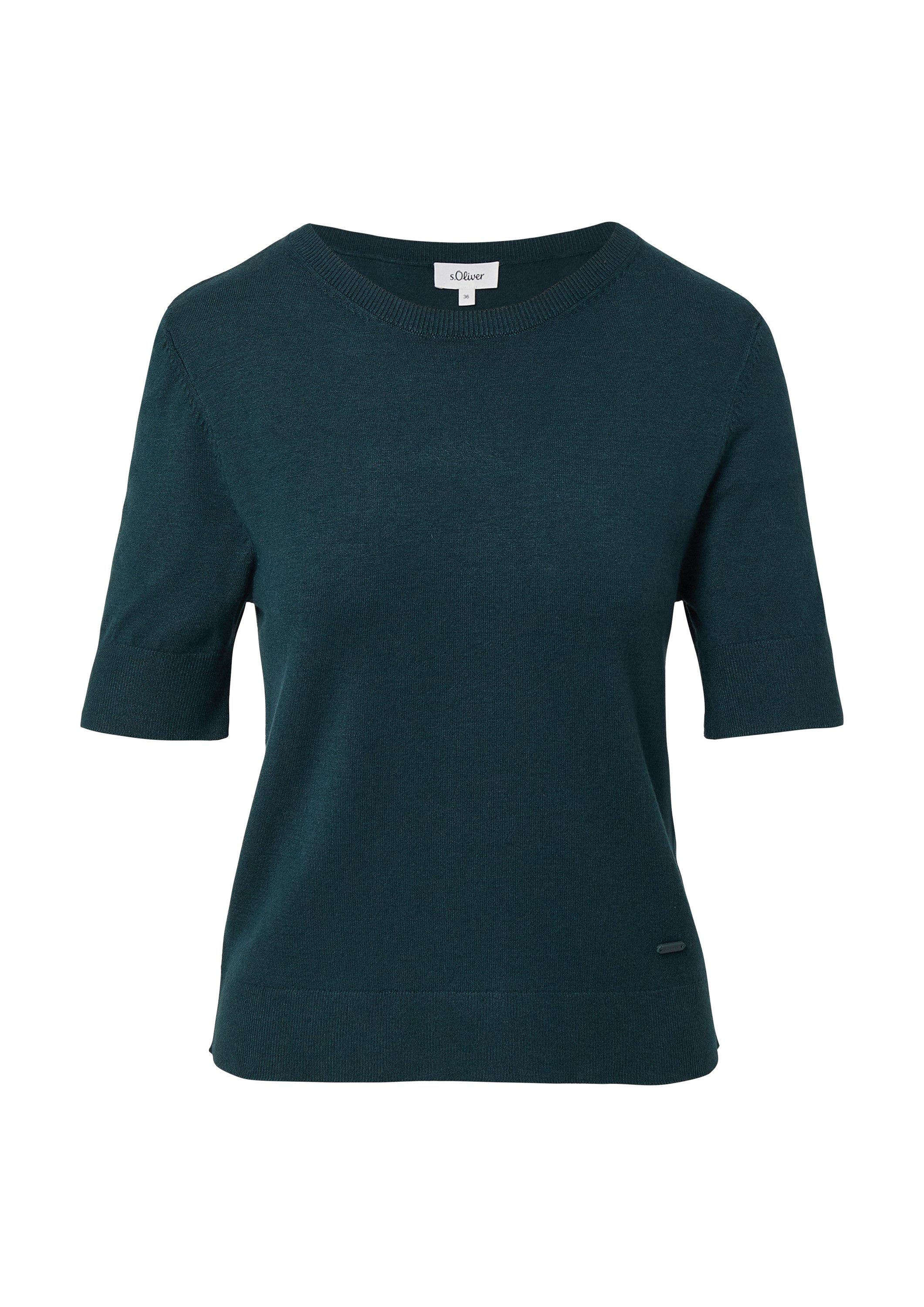 s.Oliver Kurzarmpullover Strickpullover Kurzärmeliger Strickpullover mit Ri günstig online kaufen
