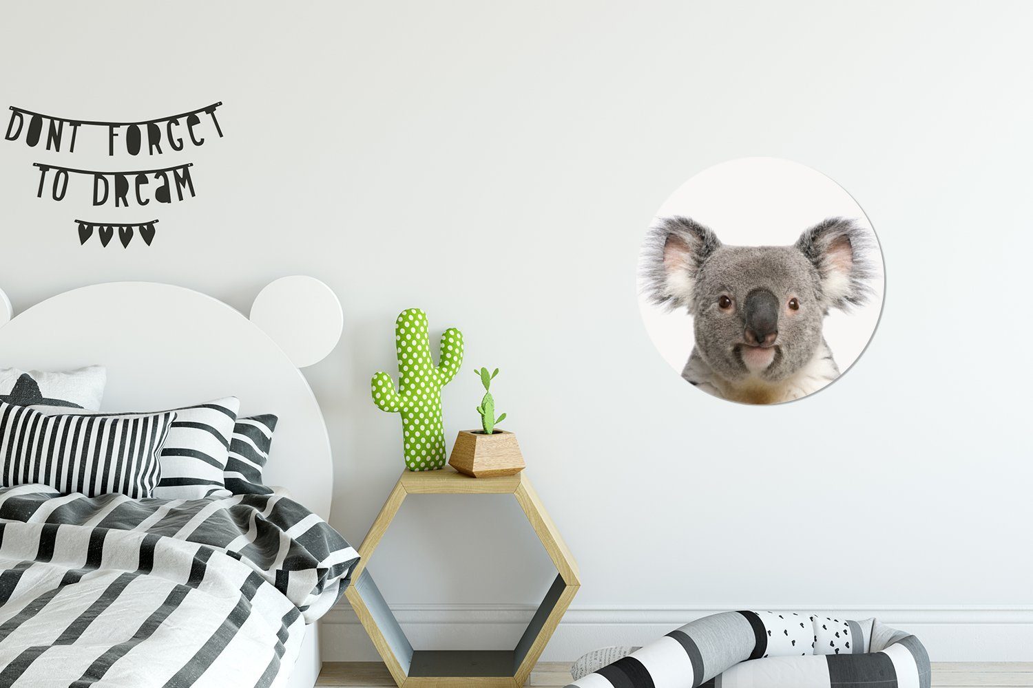 MuchoWow Wandsticker Tiere Tapetenaufkleber, für Rund, Koala - Tapetenkreis Kinderzimmer, - (1 St), Wohnzimmer Weiß