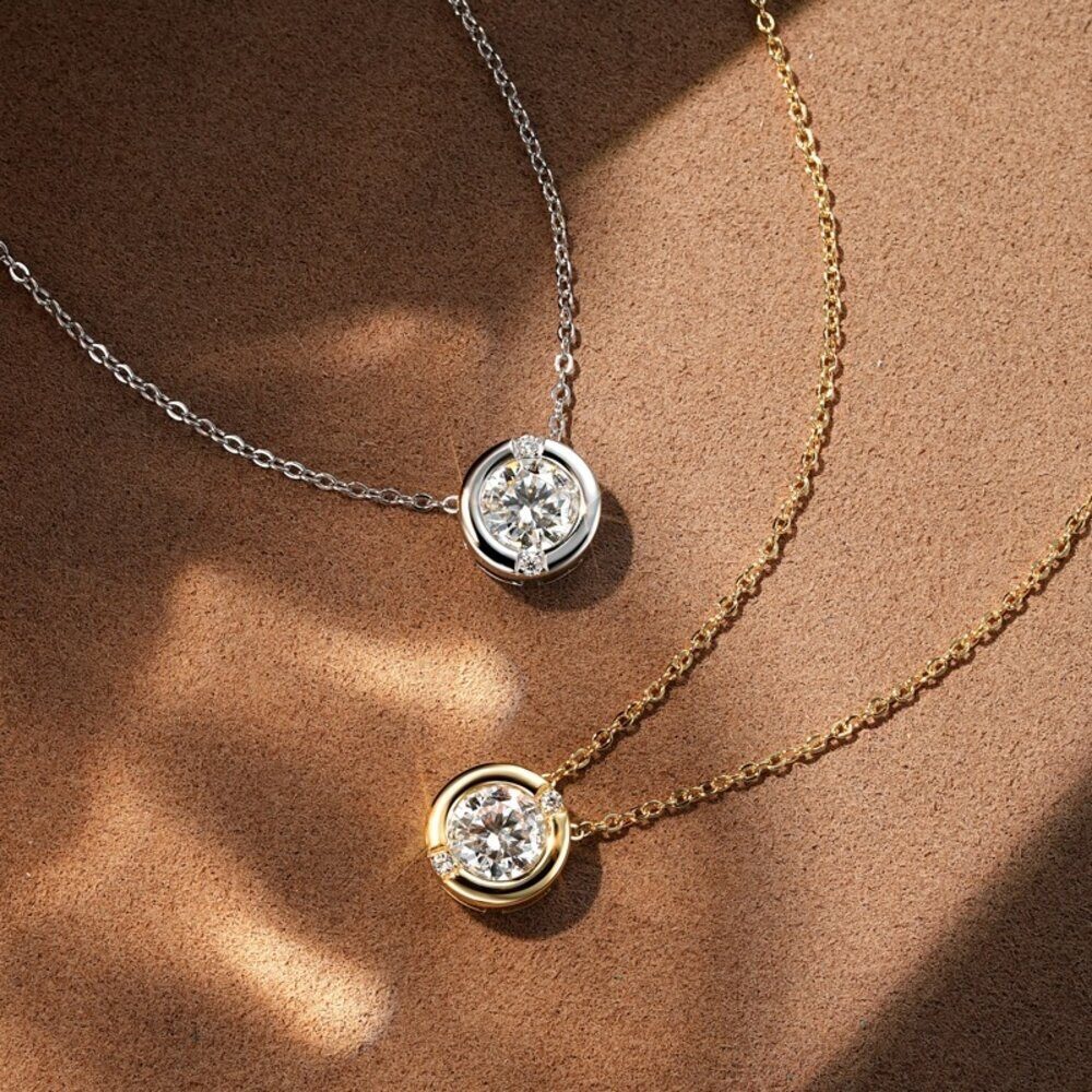 ROUGEMONT Silberkette Funkelnde Moissanit Halskette 1,0ct 925 Silber +Zertifikat, Echtschmuck mit Echtheitszertifikat – Bild 4 von 4