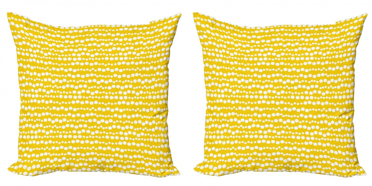 Kissenbezüge Modern Accent Doppelseitiger Digitaldruck, Abakuhaus (2 Stück), Gelb und Weiß Doodle Kreise
