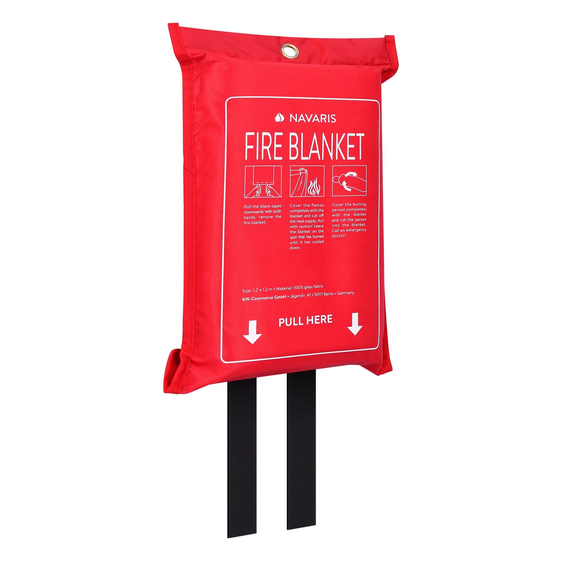 Navaris Löschdecke Feuerlöschdecke aus Glasfaser 1,20x1,20m für Fettbrände, 22.50x33.00 cm, (1-St)