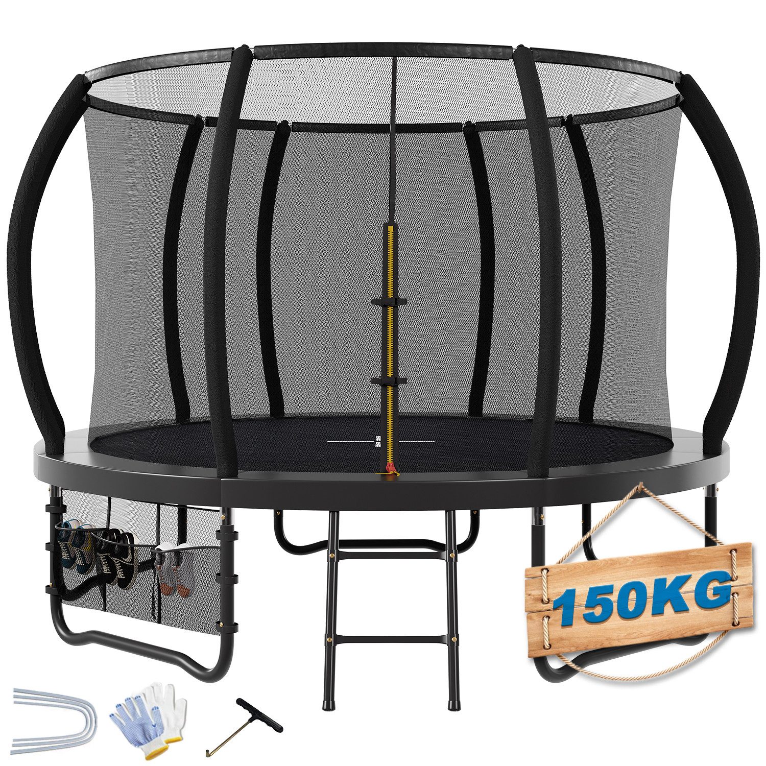 HOMALL Gartentrampolin Kindertrampolin Ø305/366, Gewicht 150kg, Ø 366 cm, (228 cm, Ø 228/305/366/427 cm, mit Sicherheitsnetz und Leiter, 360° Schutzgitter)