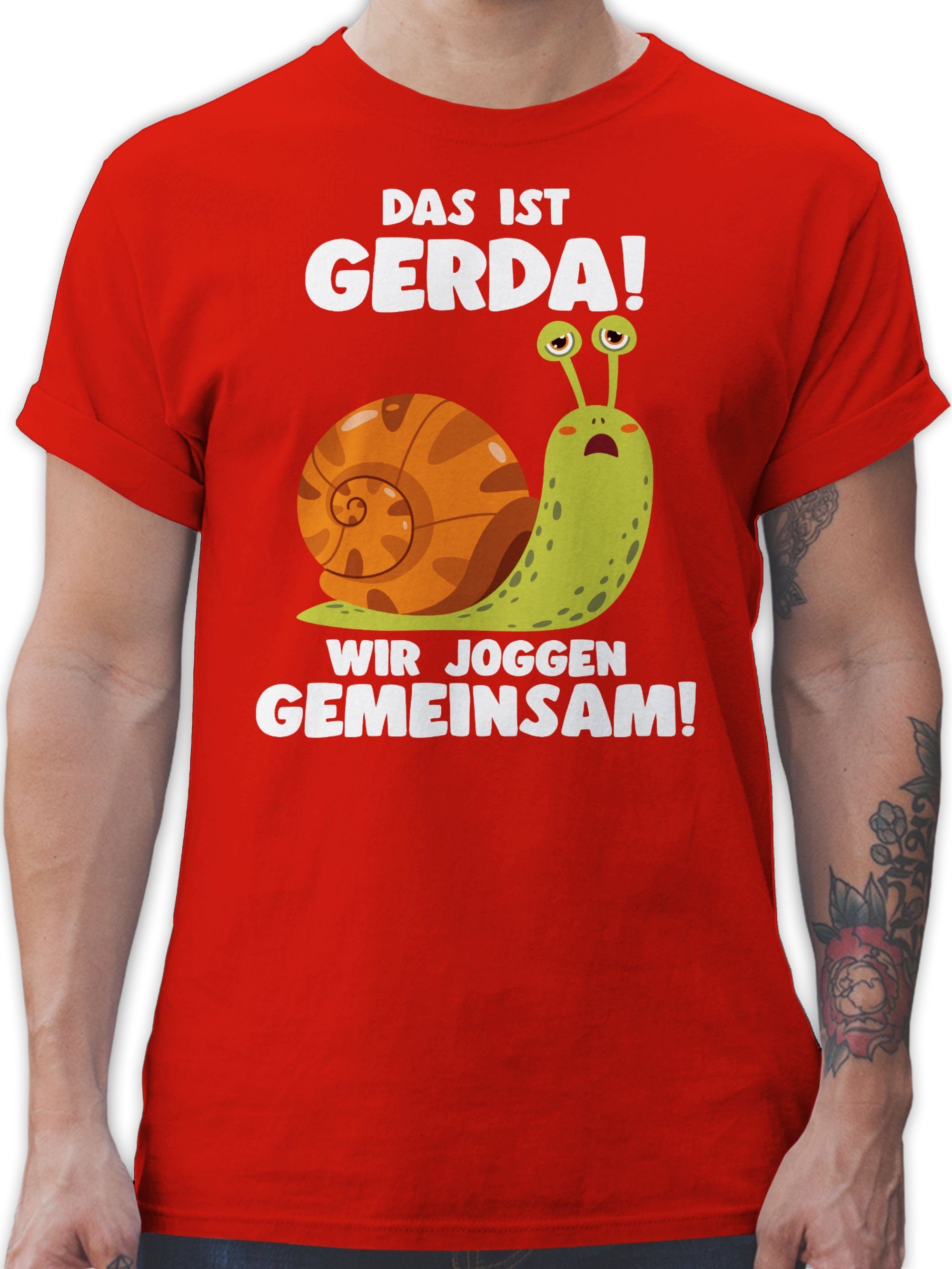 Shirtracer T-Shirt Das ist Gerda Wir joggen gemeinsam - Langsame Schecke Joggen Lustig Sp Wandern Laufen Joggen Zubehör 03 Rot | T-Shirts