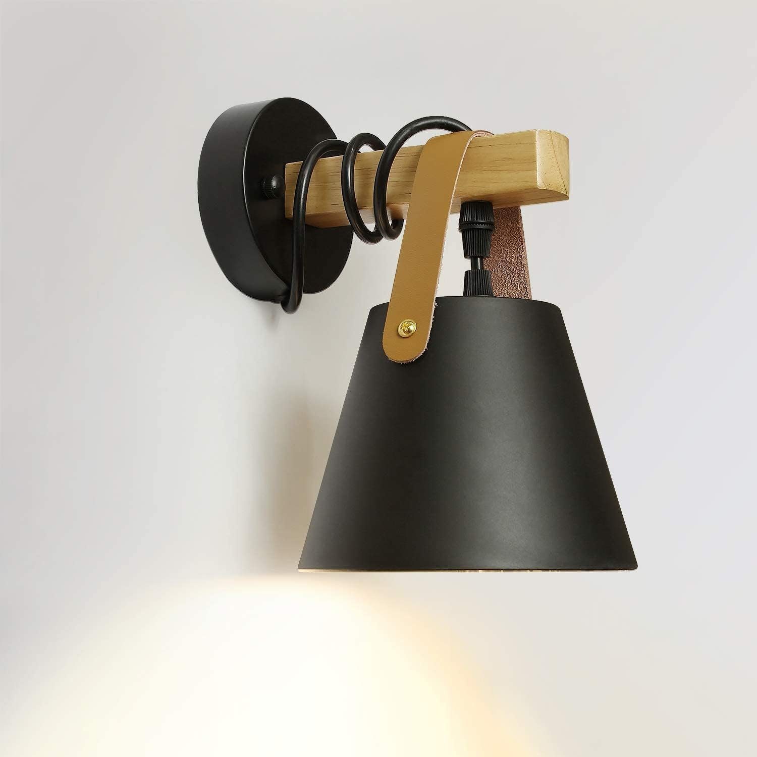 Wandlampe E27 Holz wechselbar, Wandleuchte Industrial Schwarz Nettlife Vintage Küche Treppenhaus für innen Wandbeleuchtung, Cafes Flur LED Schlafzimmer Esszimmer Wohnzimmer