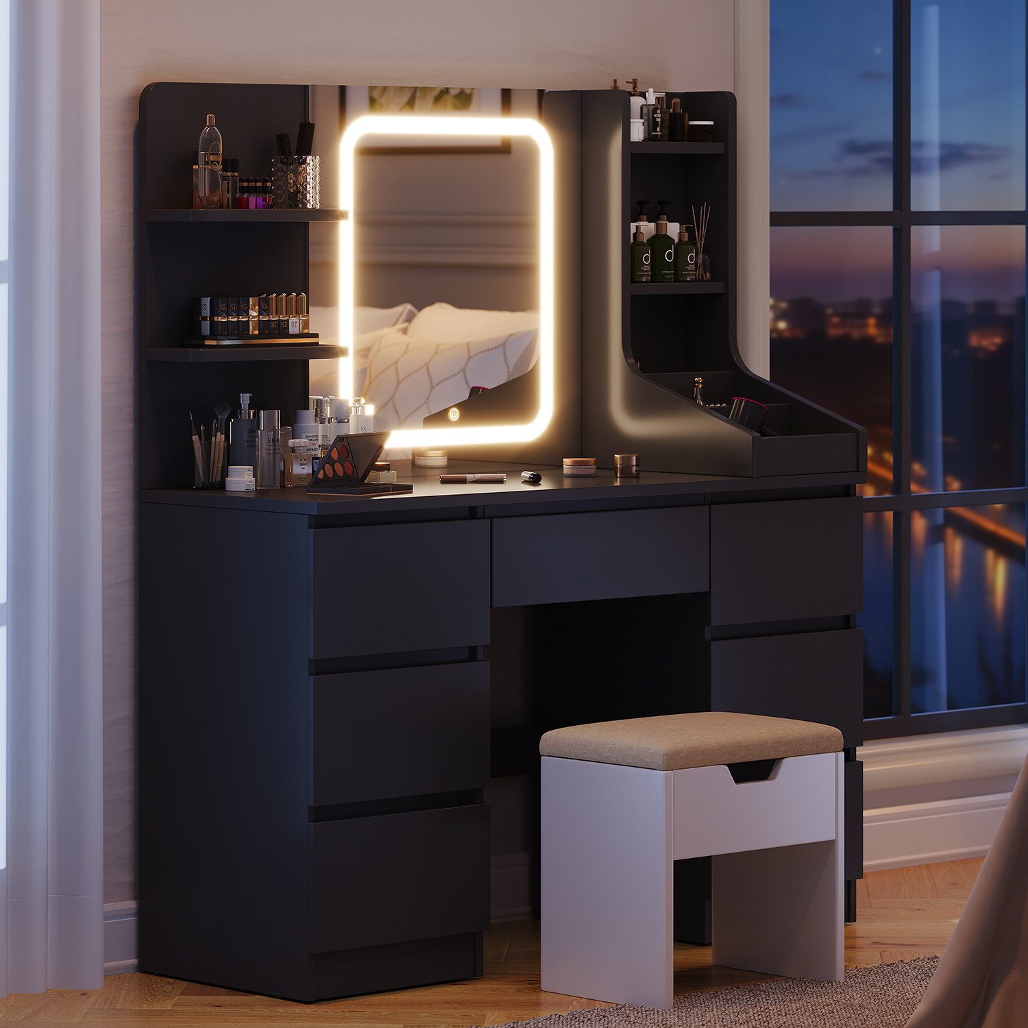 Furnicopia Schminktisch Einstellbare Helligkeit mit 7 günstig online kaufen