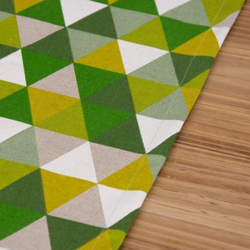 SCHÖNER LEBEN. Tischläufer SCHÖNER LEBEN. Tischläufer Dreiecke grün Töne 40x160cm, handmade