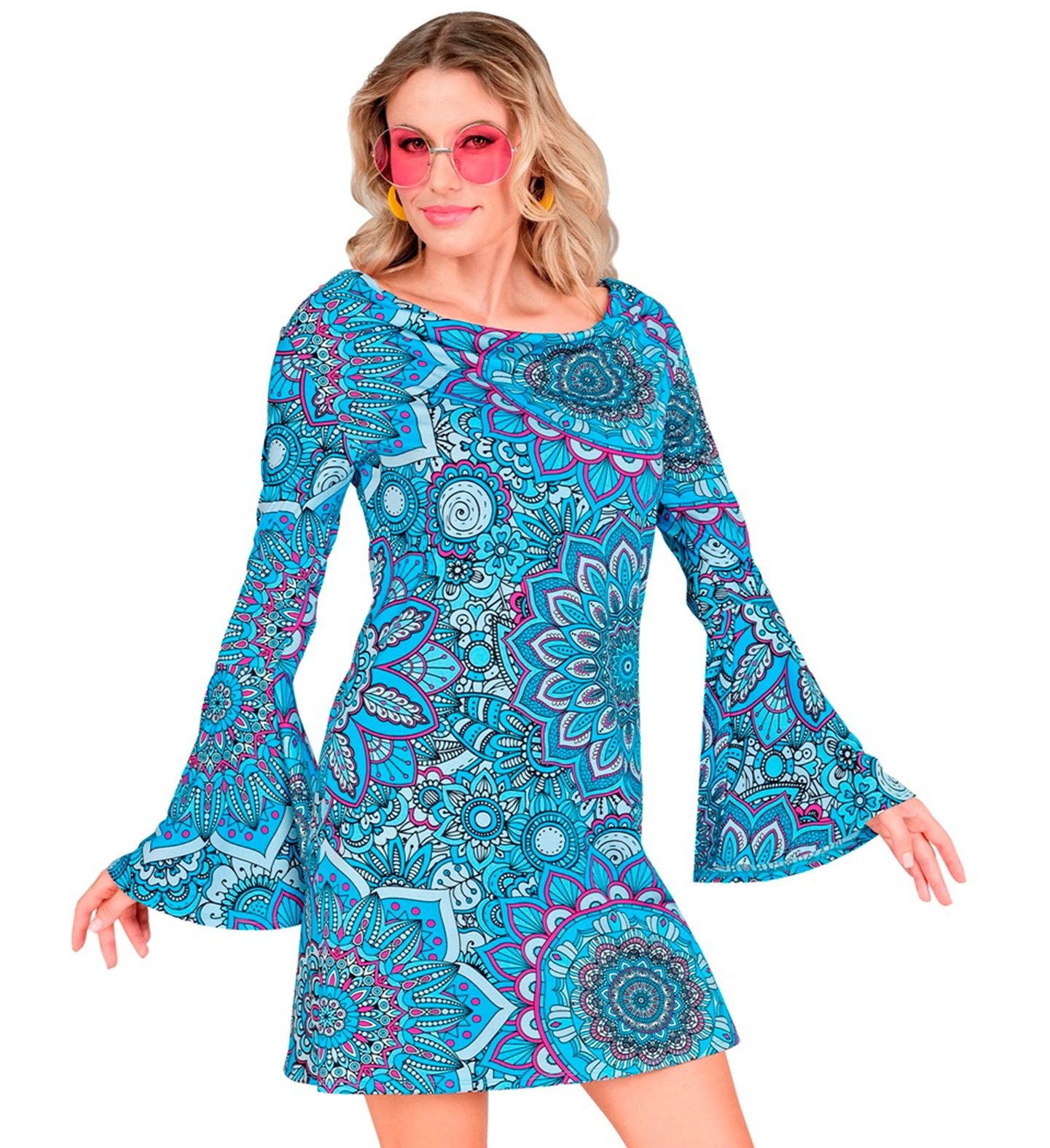 Widmann S.r.l. Kostüm Retro Damen Kleid 'Mandala', Blau - Kostüm 60er 7