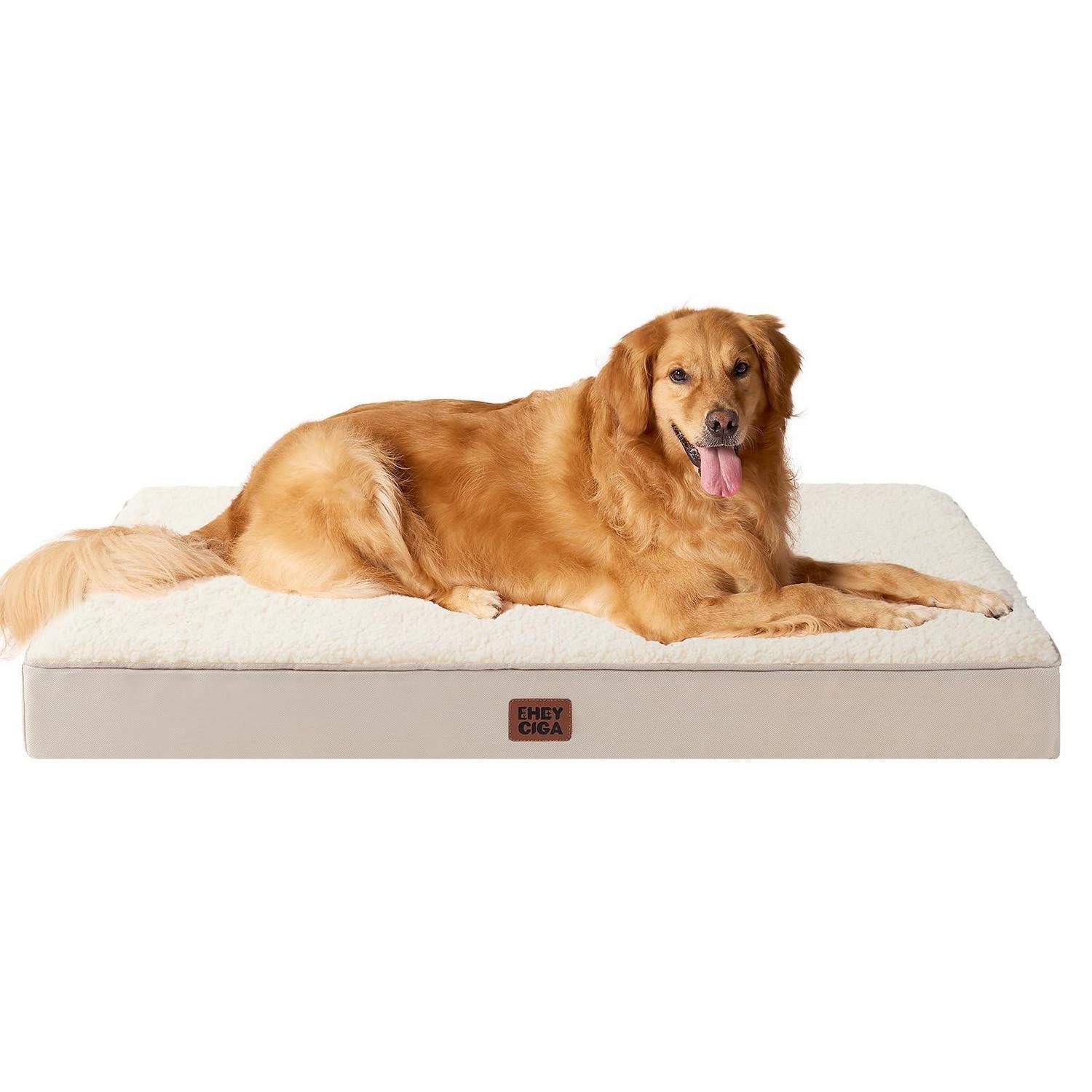 LuxusKollektion Hundebett Hundebett orthopädisch XL 112x81cm Camel