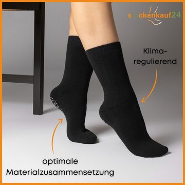 sockenkauf24 ABS-Socken 3 oder 6 Paar "Premium" Anti Rutsch Socken Damen Herren (Schwarz, 3-Paar, 43-46) ABS Socken Noppen Stoppersocken - 8600 WP