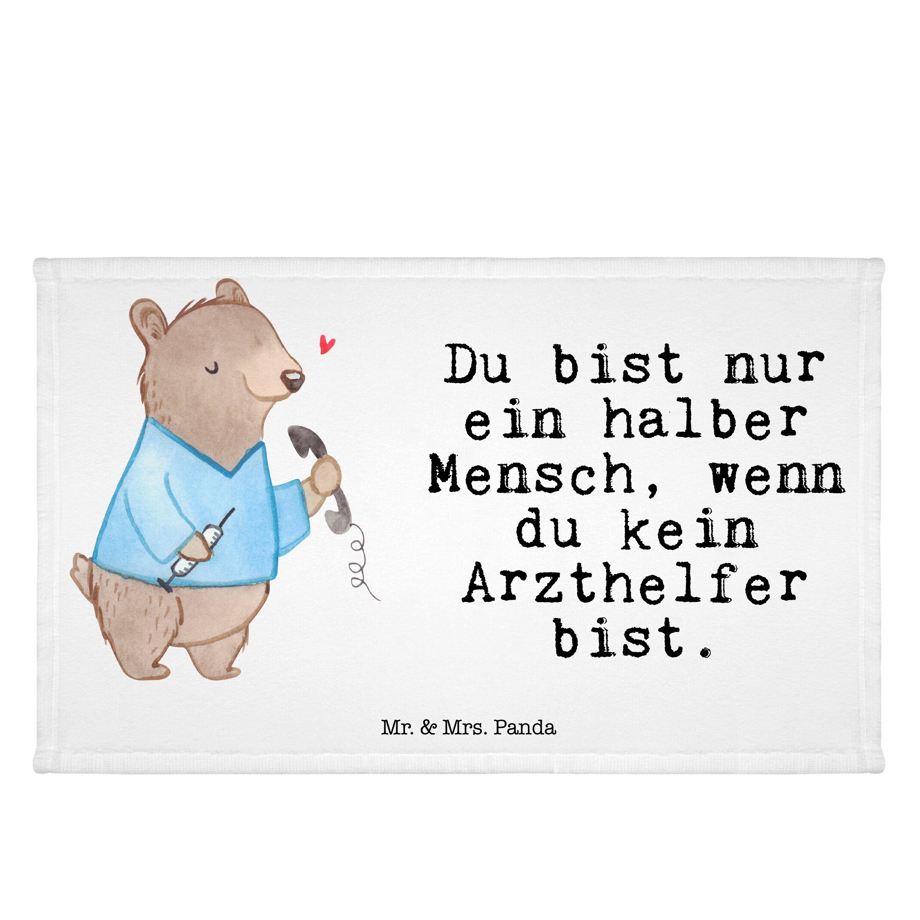 Mr. & Mrs. Panda Handtuch Arzthelfer mit Herz - Weiß - Geschenk, Sport Handtuch, Ausbildung, Me, (1-St)