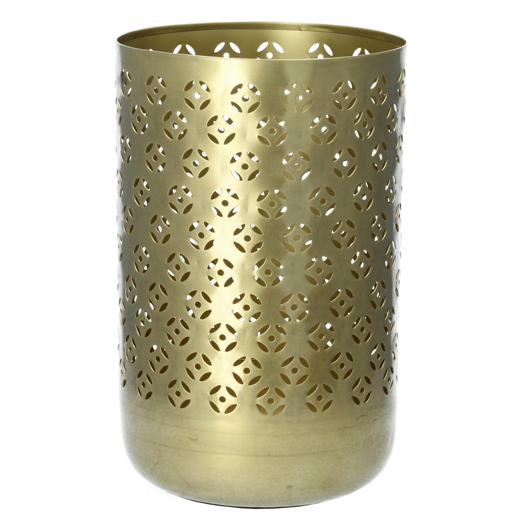 Bloomingville Kerzenhalter Kerzenglas 26 cm Lochmuster messingfarben (1 St) | Kerzenständer