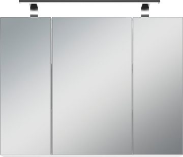 byLIVING Spiegelschrank Spree Breite 80 cm, 3-türig, mit LED Beleuchtung und Schalter-/Steckdosenbox