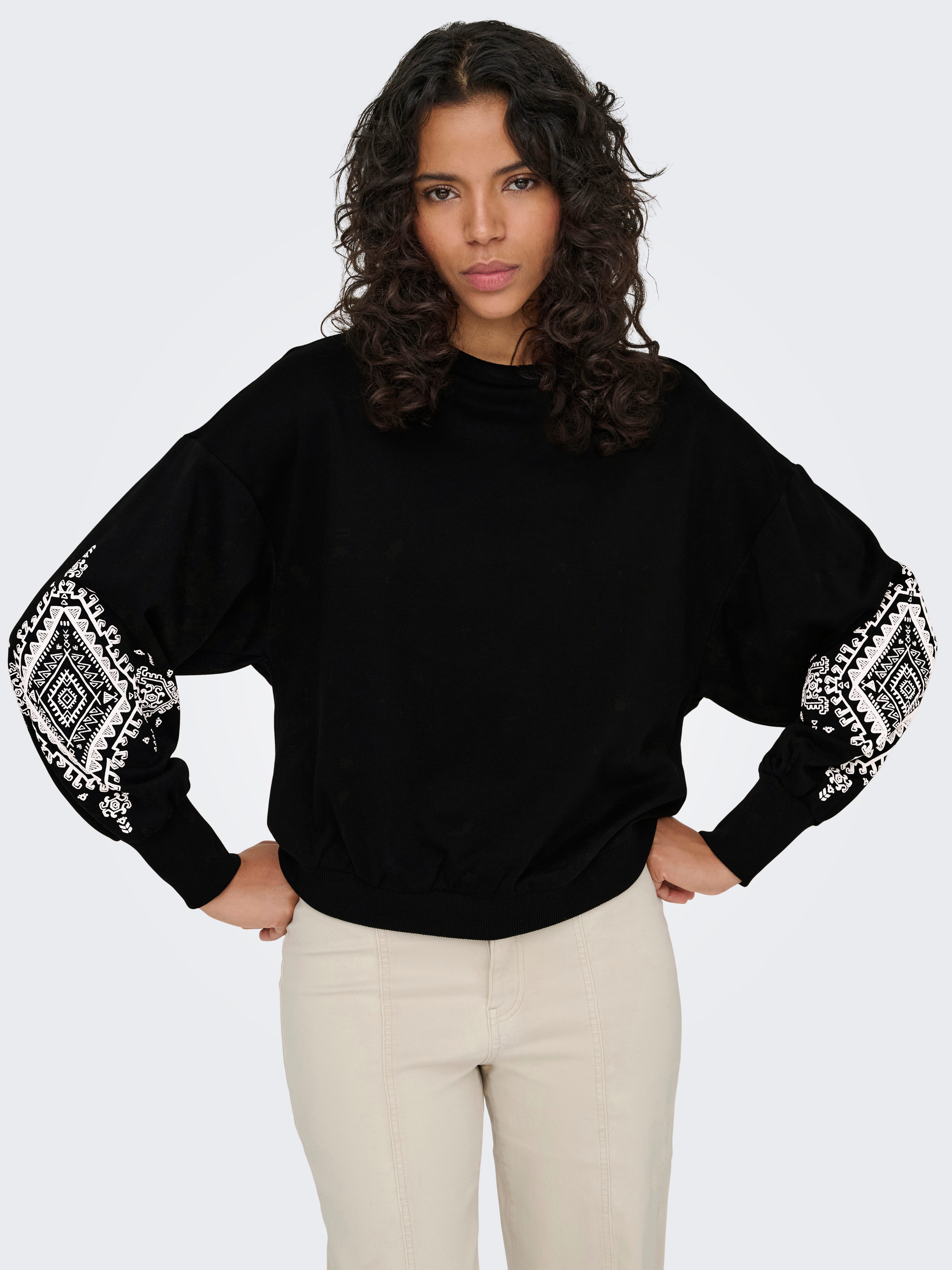 ONLY Sweatshirt ONLBROOKE L/S O-NECK FLOWER SWT Baumwollmischung, regular fit