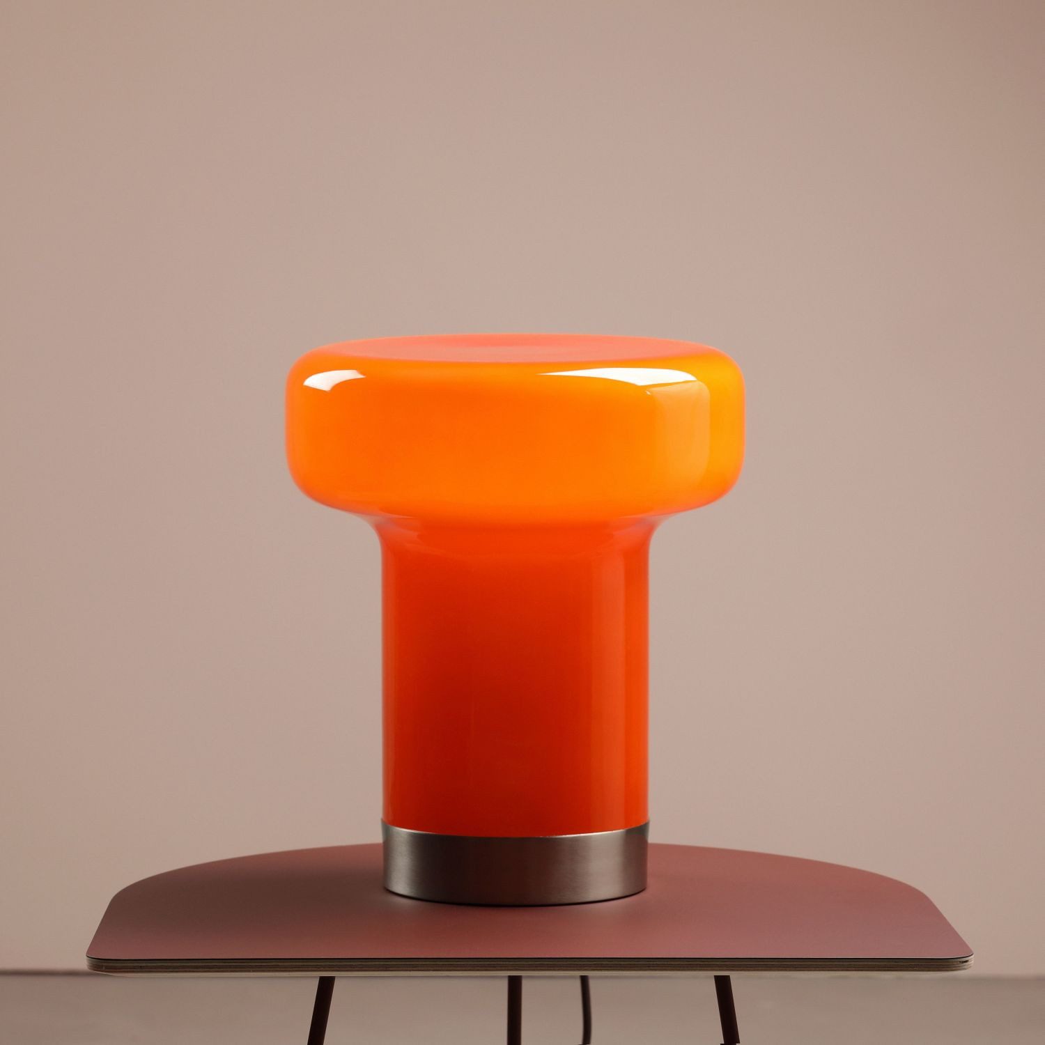 Licht-Erlebnisse Tischleuchte ERAN, Glas Metall D: 245 cm rund 29.5 cm hoch Orange E14 Modern