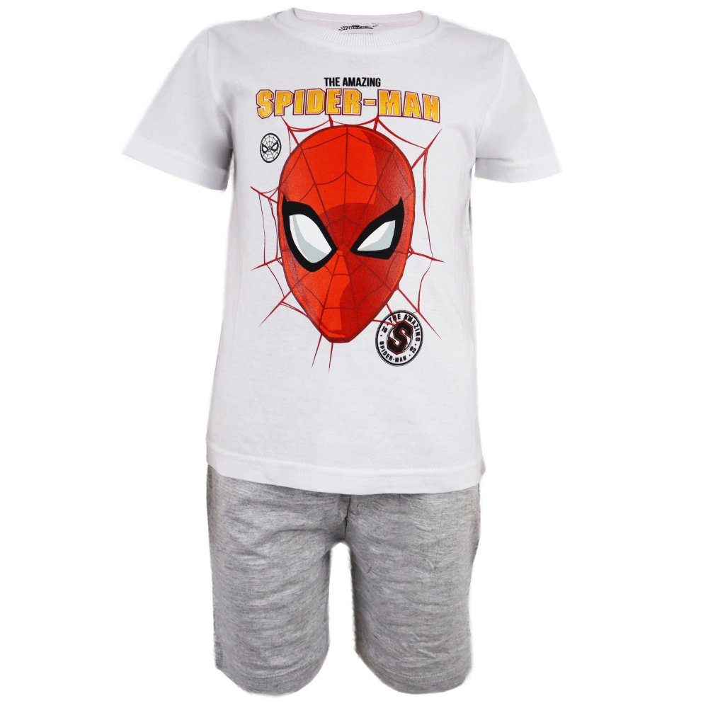 aus Set Spiderman Gr. MARVEL Pyjama Pyjama Shots, 98-128 Jungen und Kinder kurzarm Shirt