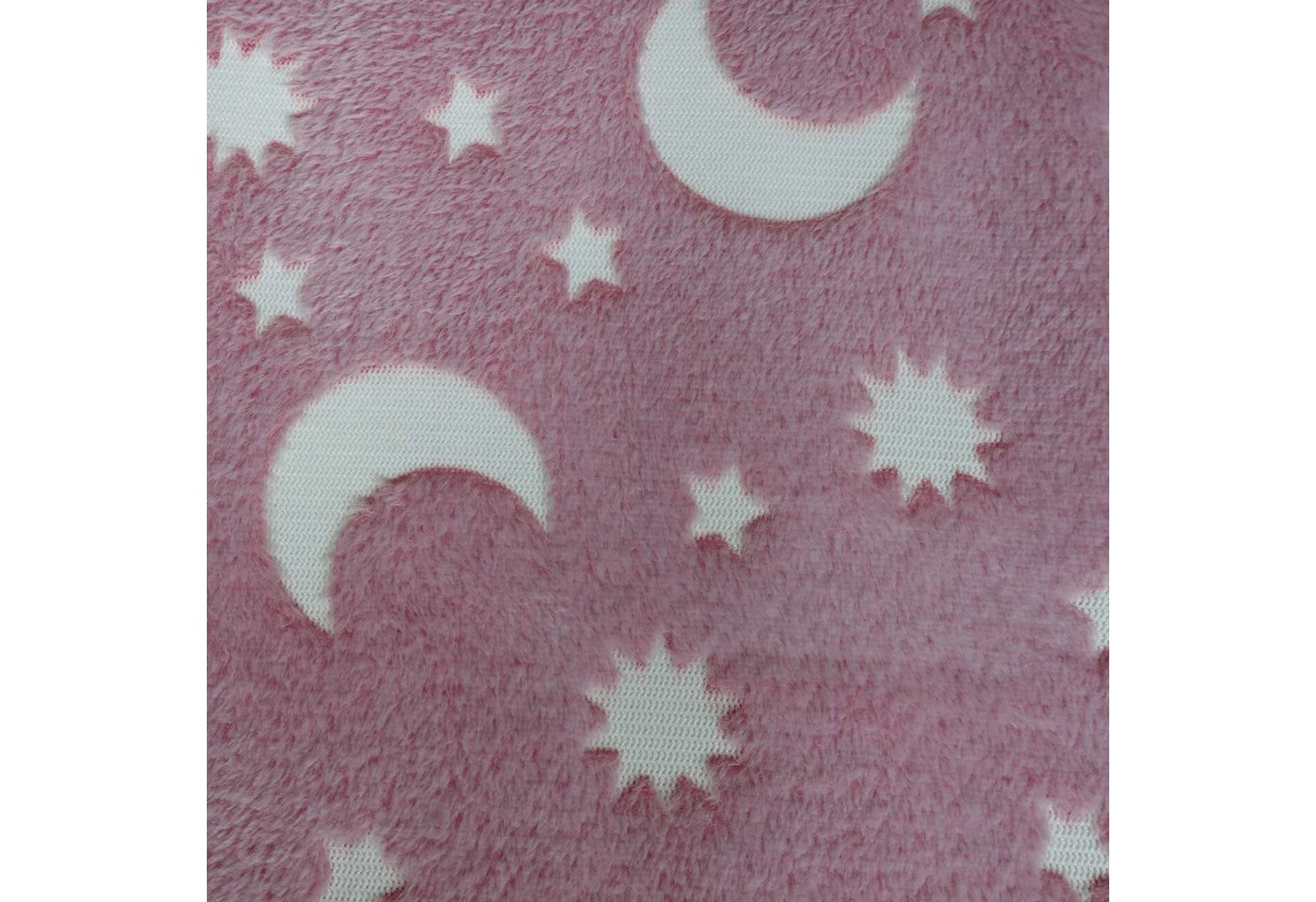 Thumbnail - maDDma Stoff Wellness Fleece Sternenhimmel Glow in the Dark Zuschnitt ab 1x1,65m, rosa