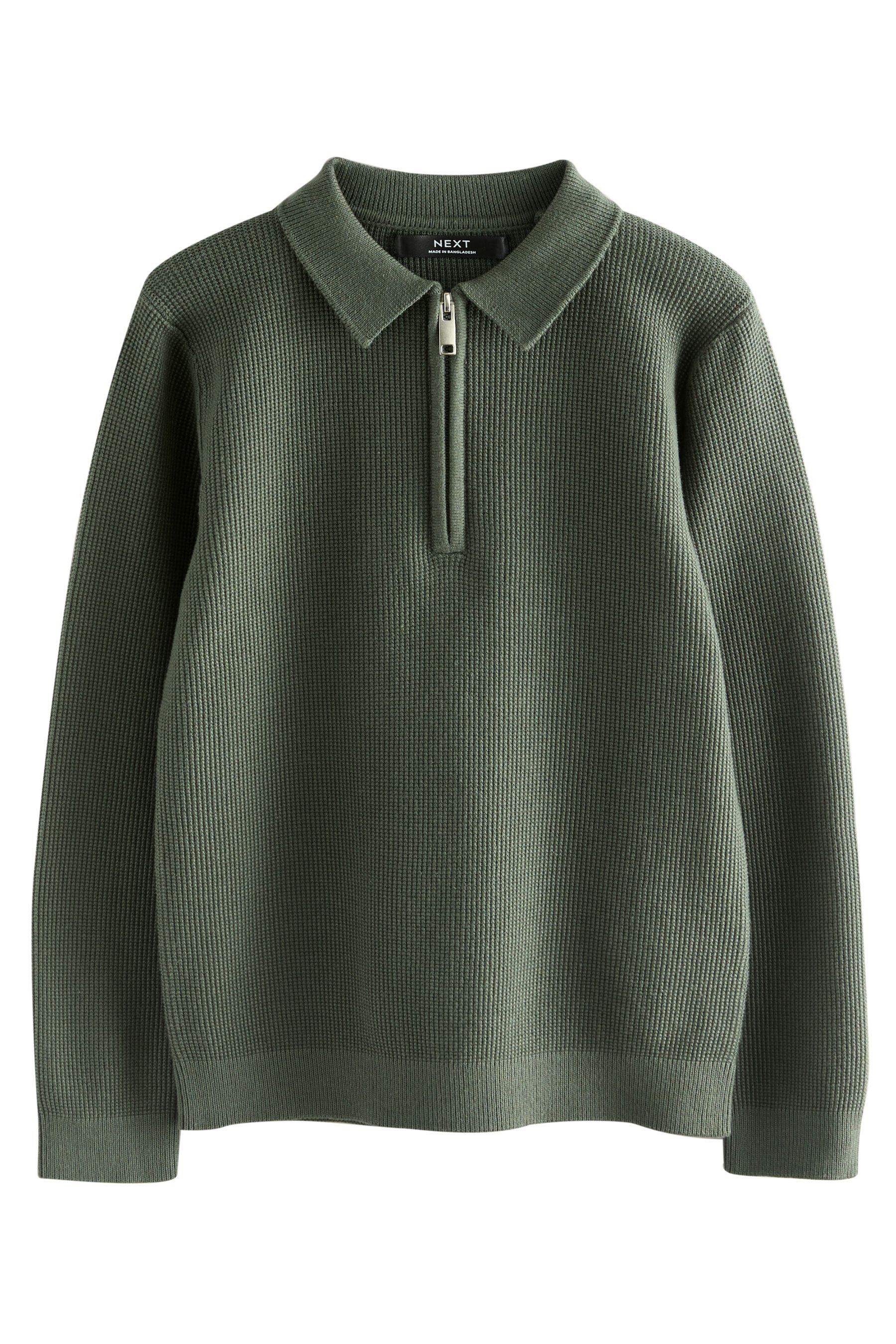 Langarm-Poloshirt Strick-Poloshirt mit langen Ärmeln und RV-Kragen
