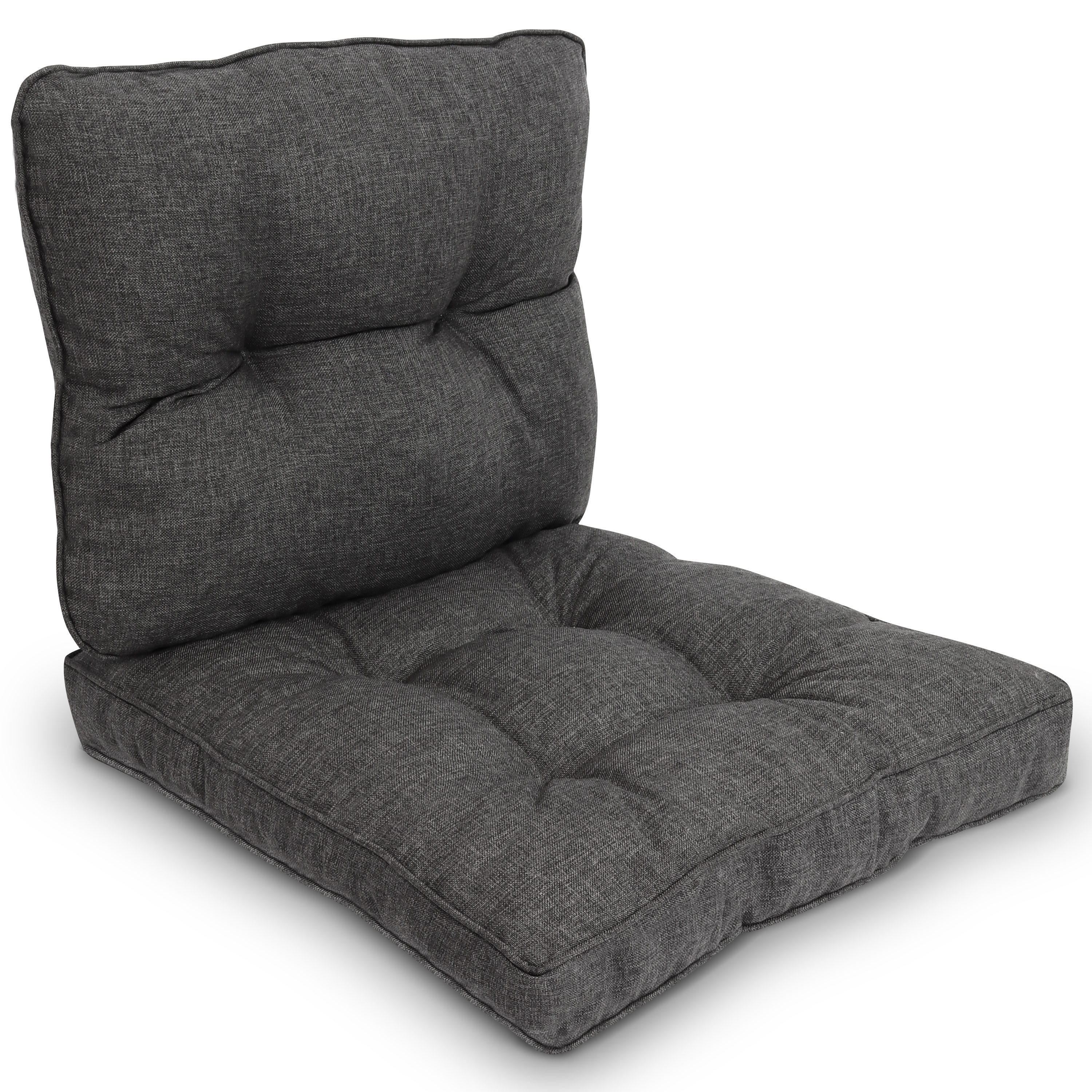 Beautissu Sitzkissen Outdoor Loungekissen Beauflair, 60x40cm, 60x60cm, Graphitgrau, 60x40cm Rückenkissen 60x60cm Sitzkissen 10cm dick Polster Sitzauflage