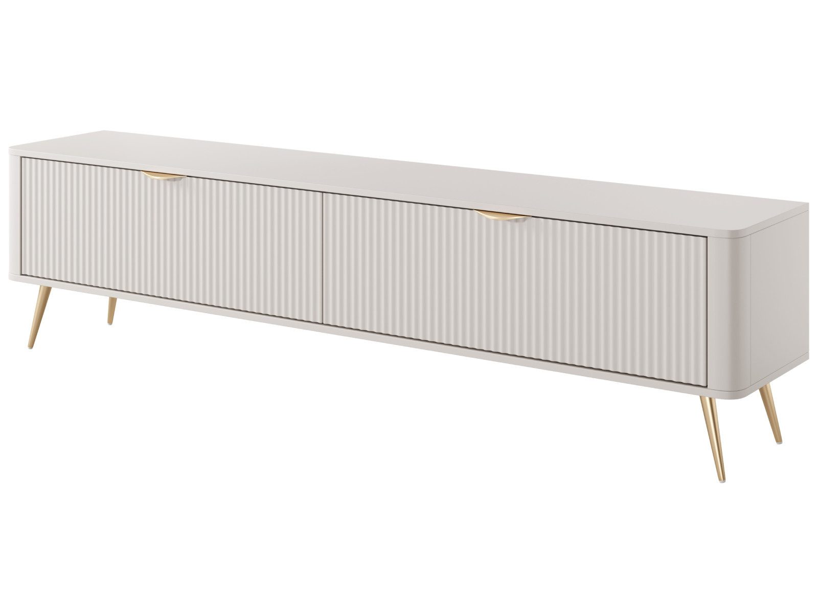 TV-Schrank TV-Lowboard 200 cm LANTE 2D beige/gold, schwarz