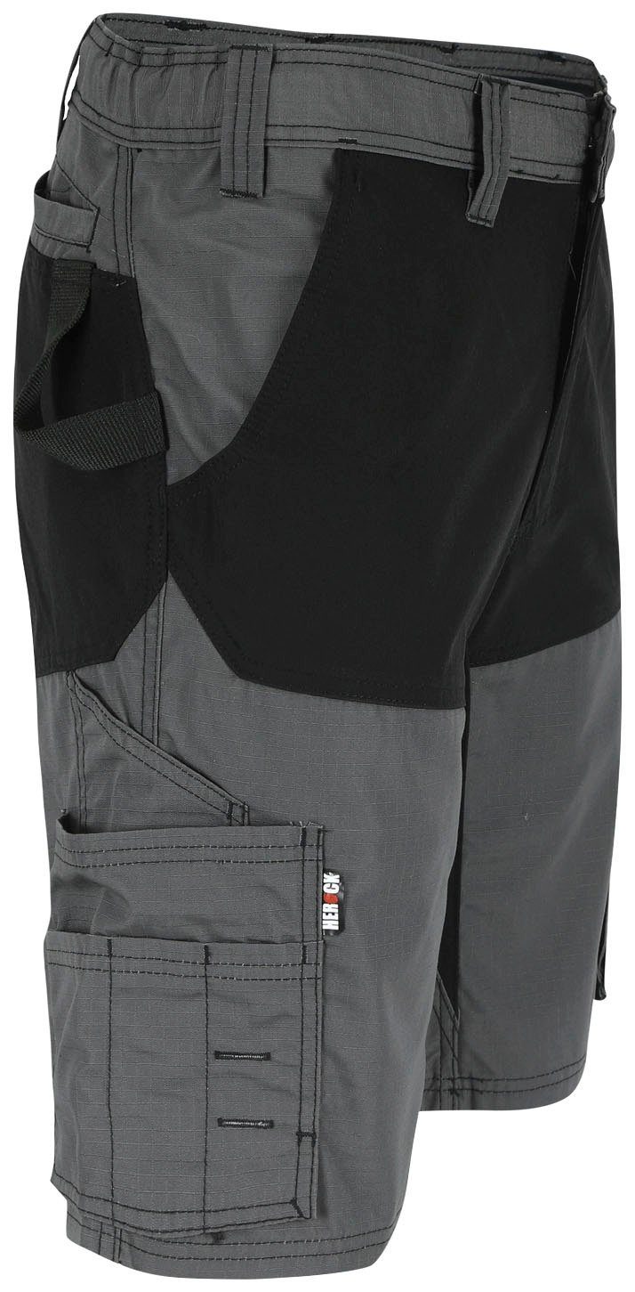 Hammerschlaufe Komfortabel, (1) mit Herock Multi-Pocket grau BERMUDAS Arbeitshose 4-Wege-Stretch, HESPAR