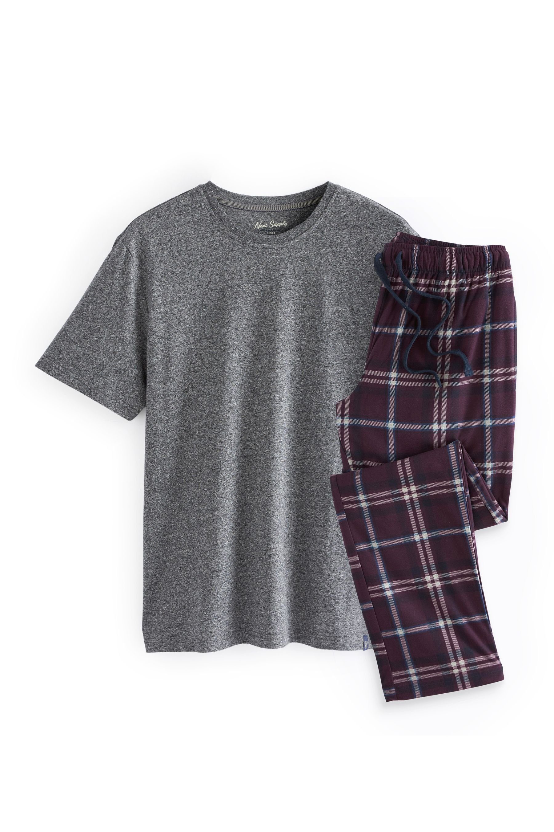 Purple tlg) Schlafanzug Next (2 Bequemer Pyjama Grey/Plum Motionflex