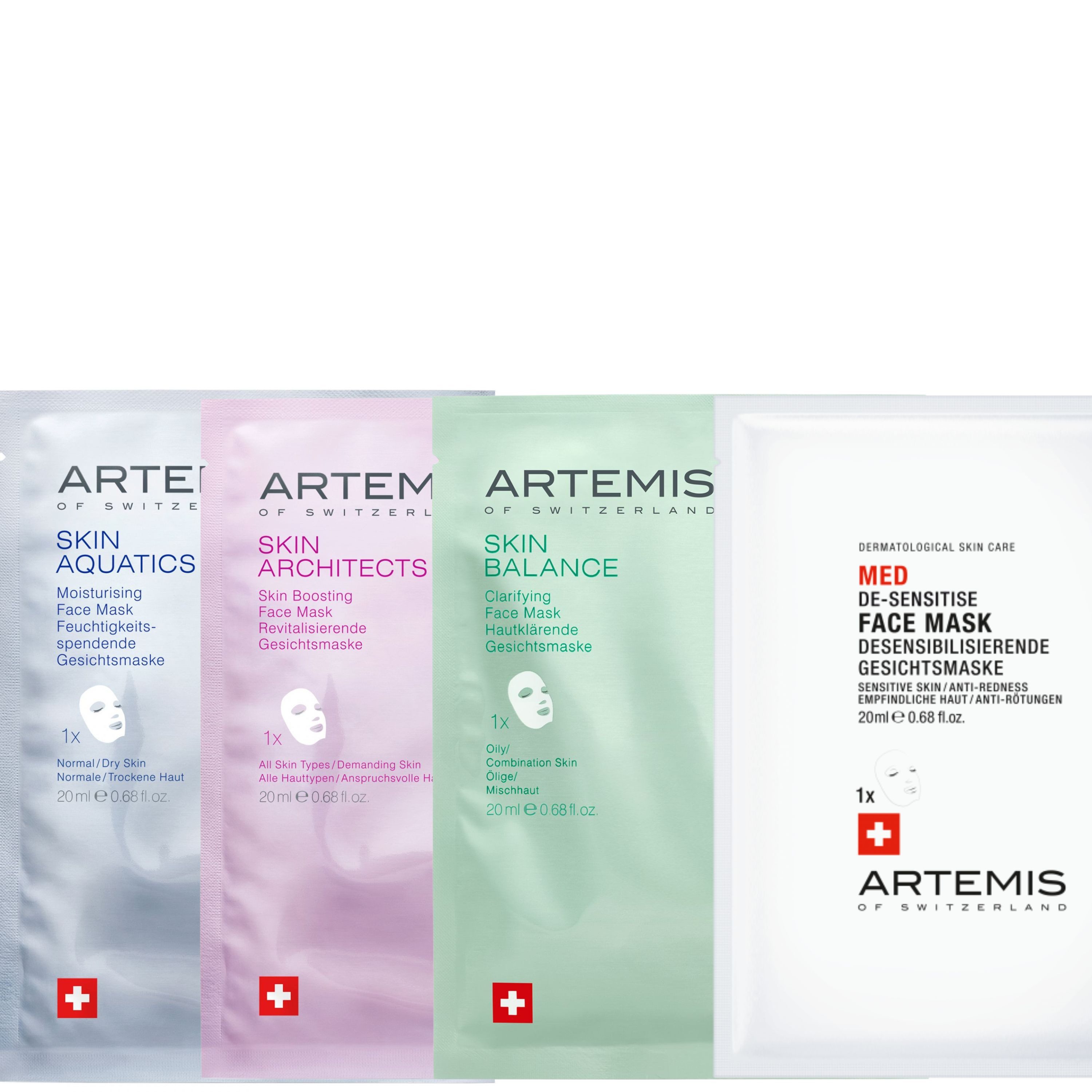 ARTEMIS Gesichtsmasken-Set Sheet Mask Set – Feuchtigkeit, Balance & Beruhigung, 4-tlg.