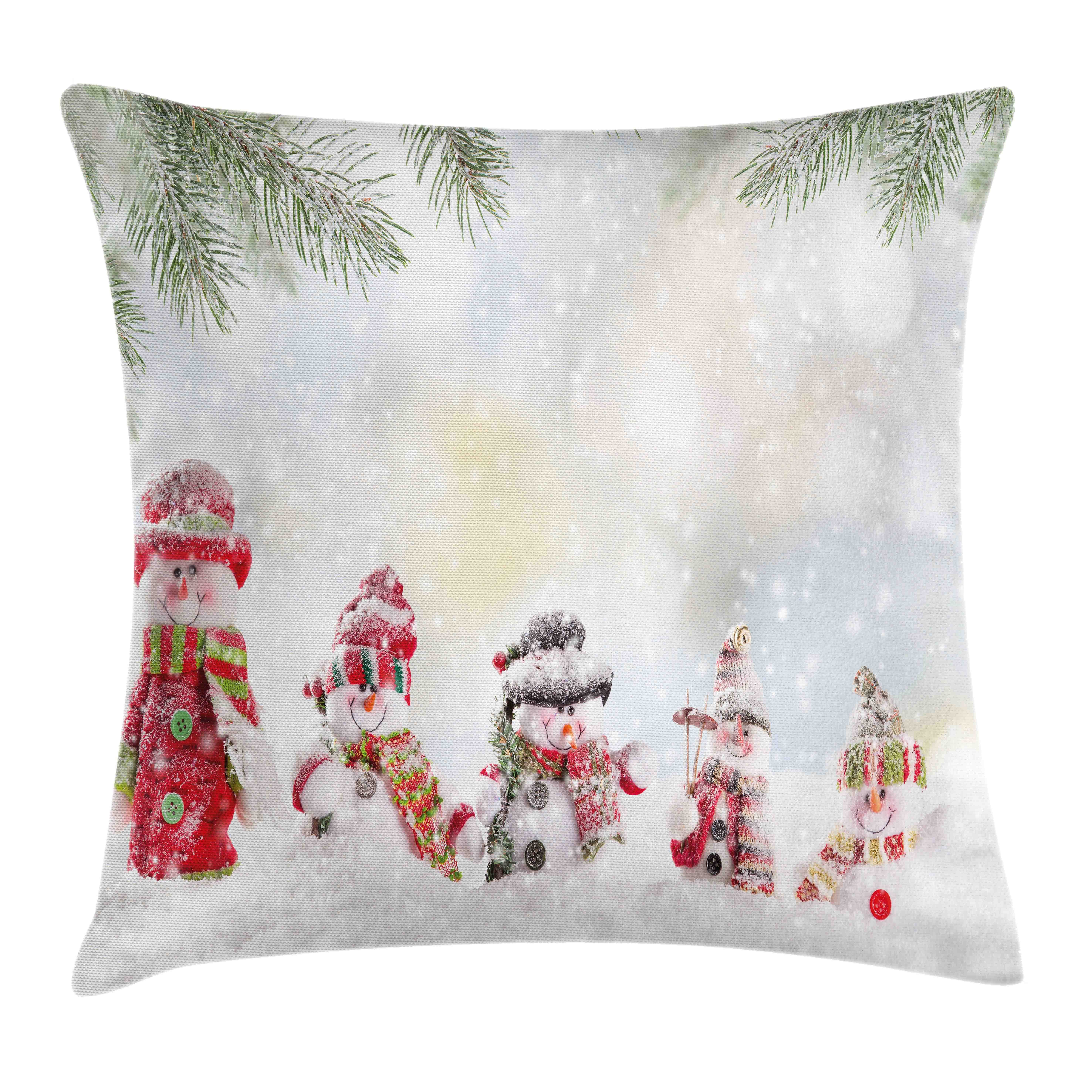 Kissenbezüge Reißverschluss Farbfesten Weihnachten im Schneemann Farben Stück), mit (1 Abakuhaus Kleine Druck, Schnee Kissenhülle Beidseitiger