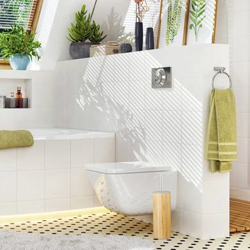 relaxdays Badezimmer-Set WC-Bürstenhalter Bambus