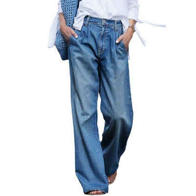 AFAZ New Trading UG Stretch-Jeans Damenjeans Skinny Vintage Jeans Weite lockere Hose zum Bodenwischen