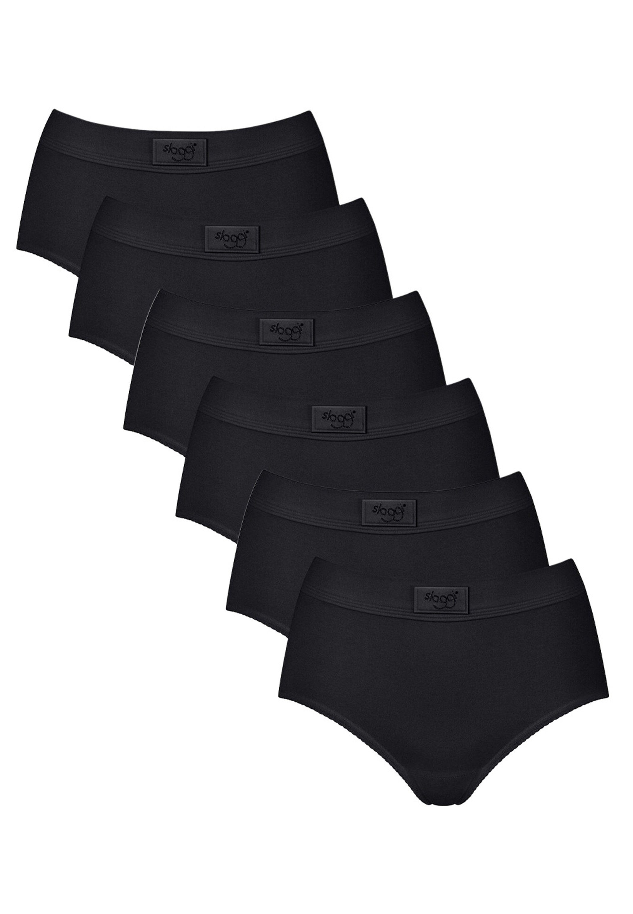 Sloggi Tai-Slip 6er Pack Double Comfort (Spar-Set, 6-St) Maxi Slip - Baumwolle - Wärmend - Perfekter Sitz, Mit feinen Details Schwarz