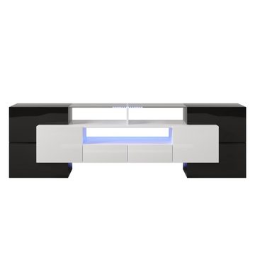 Merax Lowboard mit LED-Beleuchtung und Glasplatte