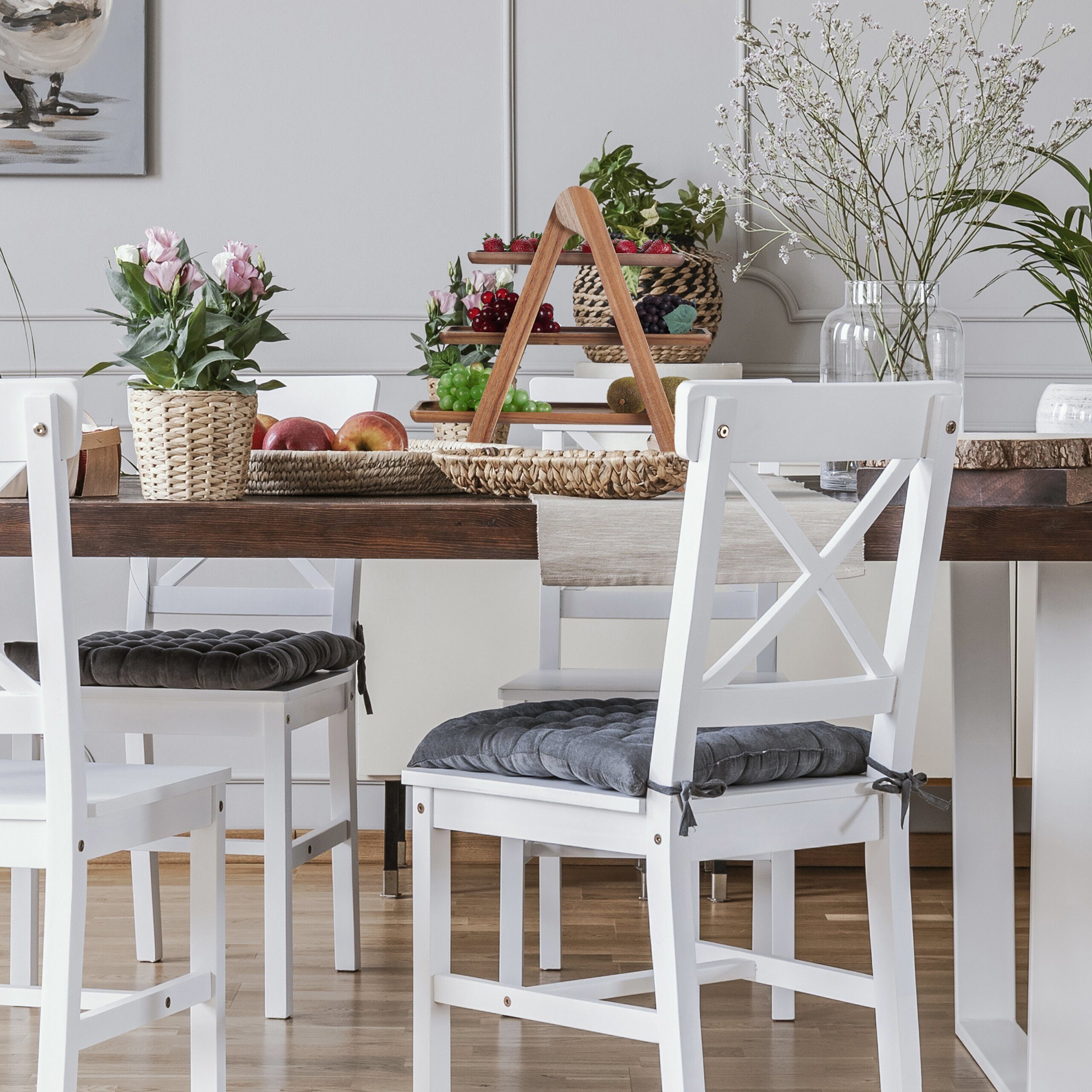 relaxdays Servierplatte 3-stöckige Etagere Holz, Holz